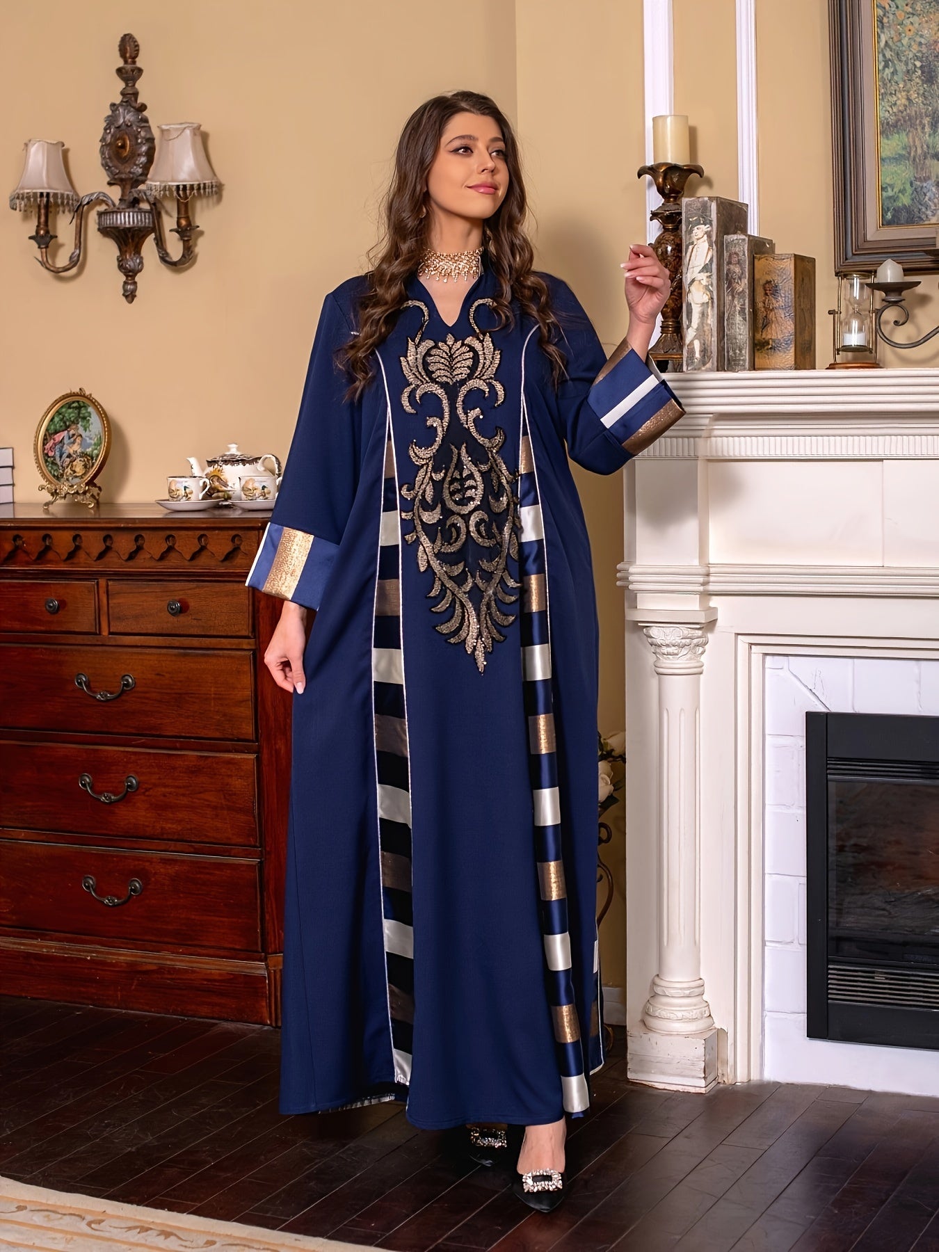 Oriented Spot Middle East Dubai Muslim Women's Abaya Long Dress ./MH
