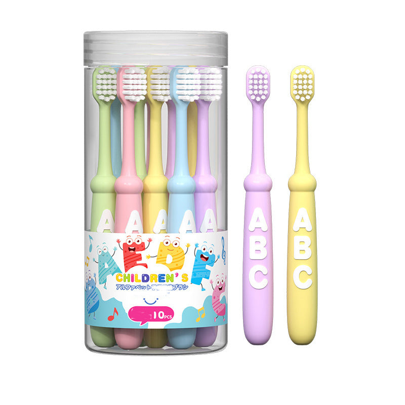10pcs/pack Letter Antibacterial Silk Kids Toothbrush, Cartoon Soft Bristle Toothbrush, Unisex High Density Brushes, Non-Breaking Student Gum Guard, Christmas, Halloween, Thanksgiving Day Gift
