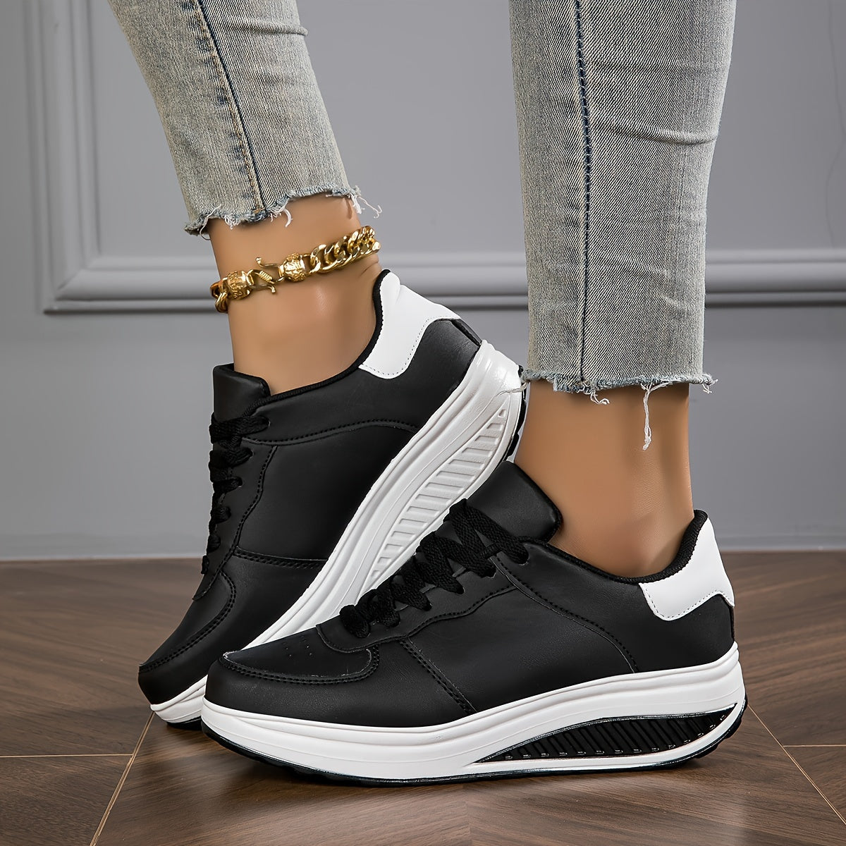 Women's Platform Sneakers, Casual Lace Up Outdoor Shoes, /MH