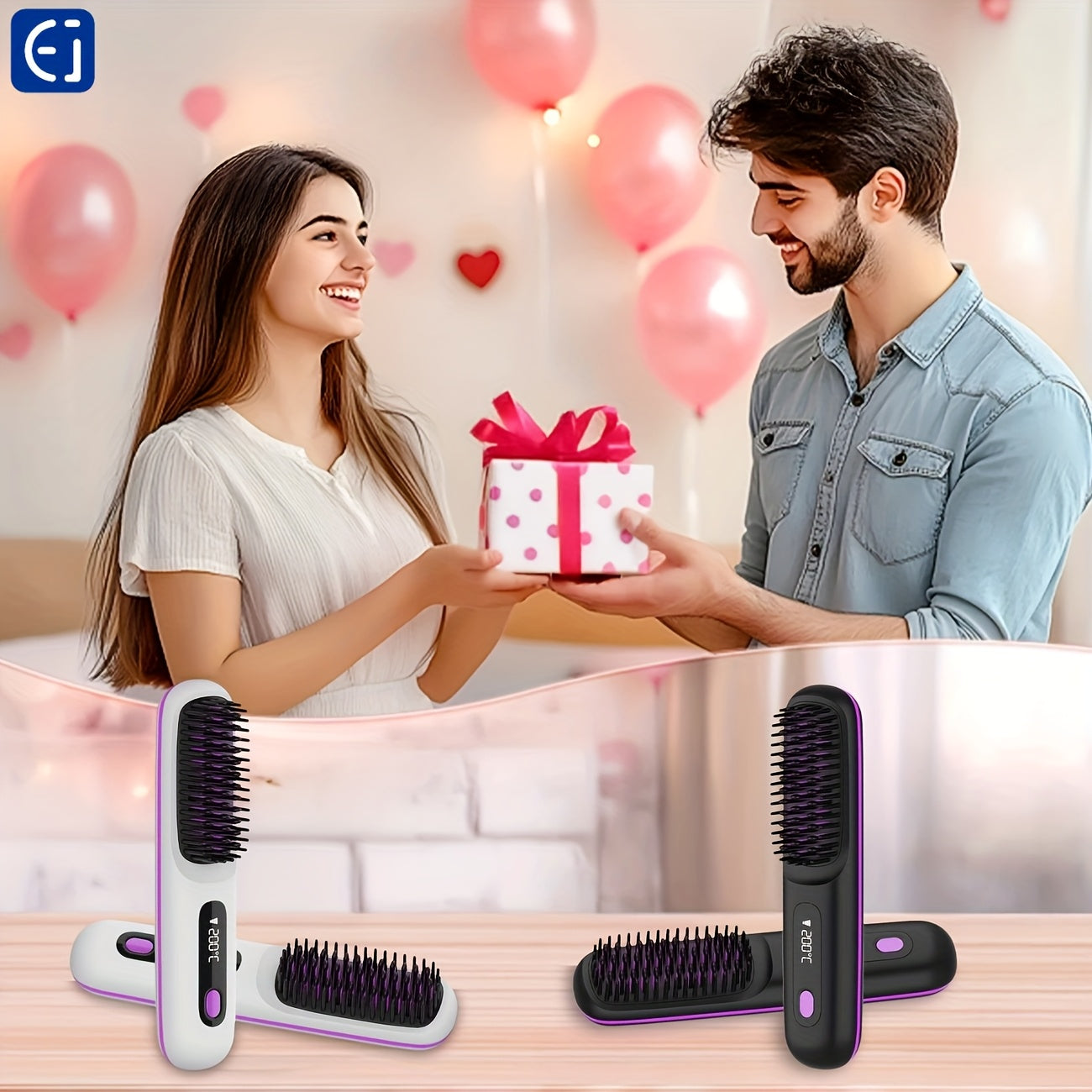 Wireless Hair Straightener Brush - / Fast Heating, Constant Temperature Anti-Scald, LED Display, Lightweight Portable Design for Home & Travel, Ideal Gift for Women, Hair Straightener, Sleek Gadget, Userfriendly Interface