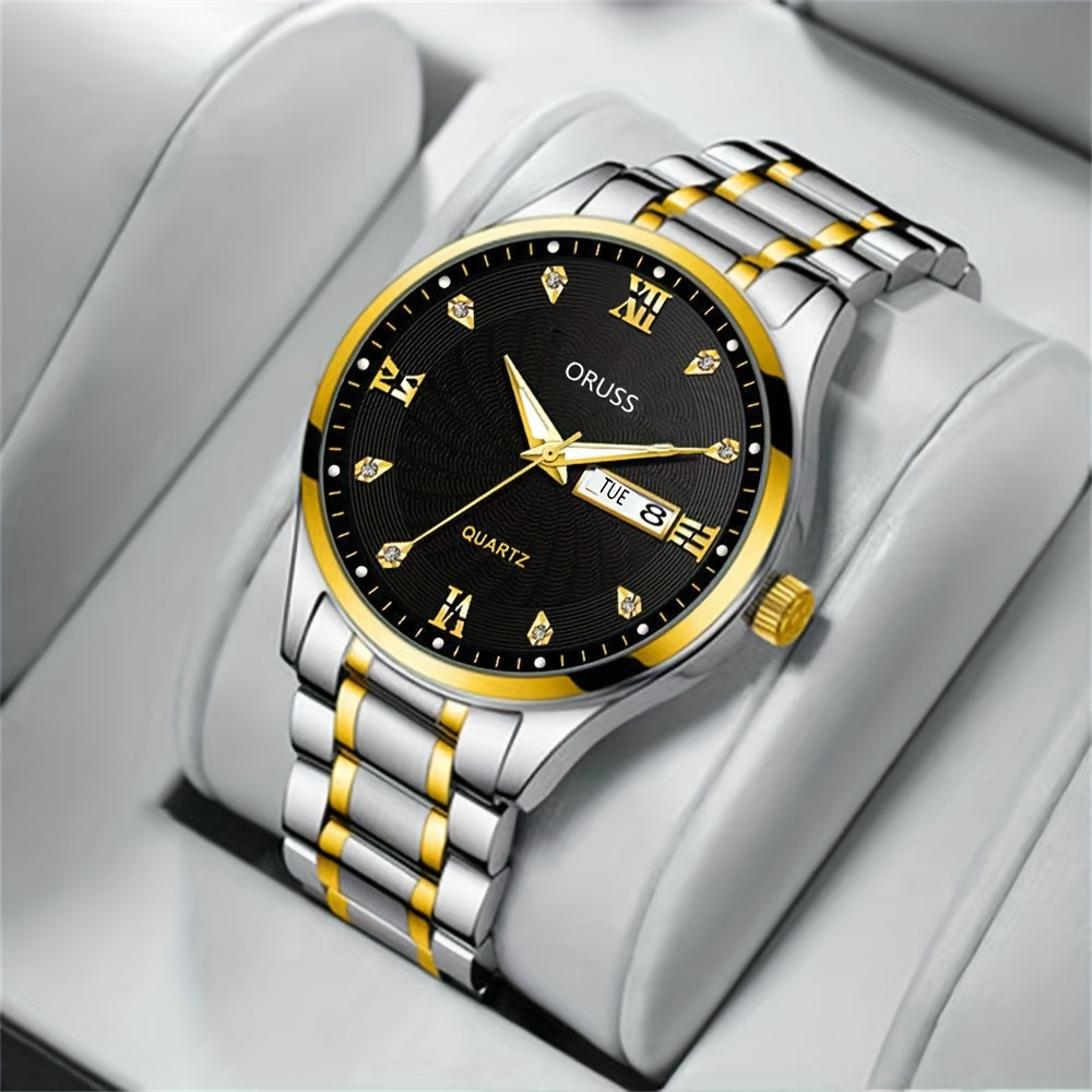 2pcs Luxury Couples Quartz Watch Business Leisure Fashion Analog Calendar Wrist Watch Valentines Gift For Men Women Date Watch