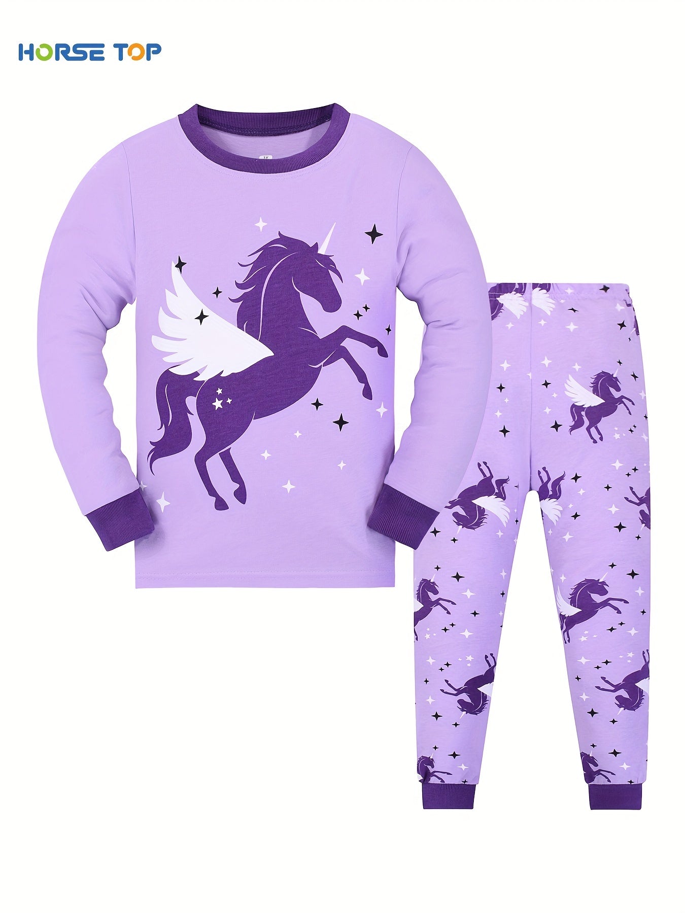 Kid's 2pcs Pajamas, Long Sleeve Top & Pants Set,