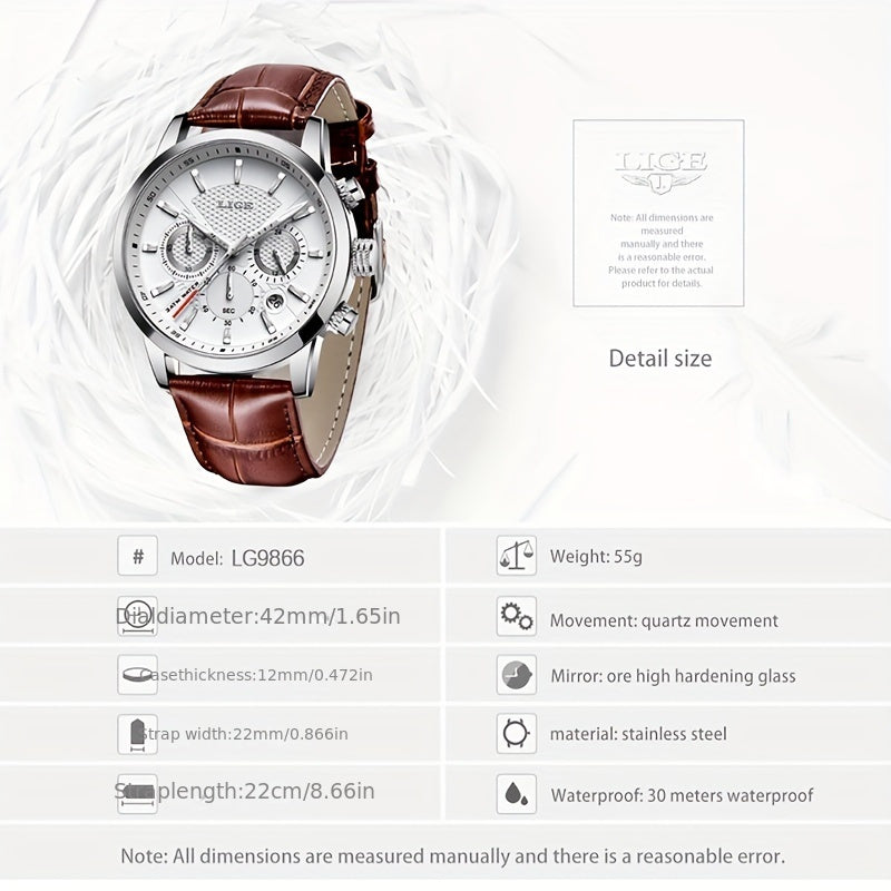 Watches Mens  LIGE Top Brand Luxury Casual Faux Leather Quartz Men's