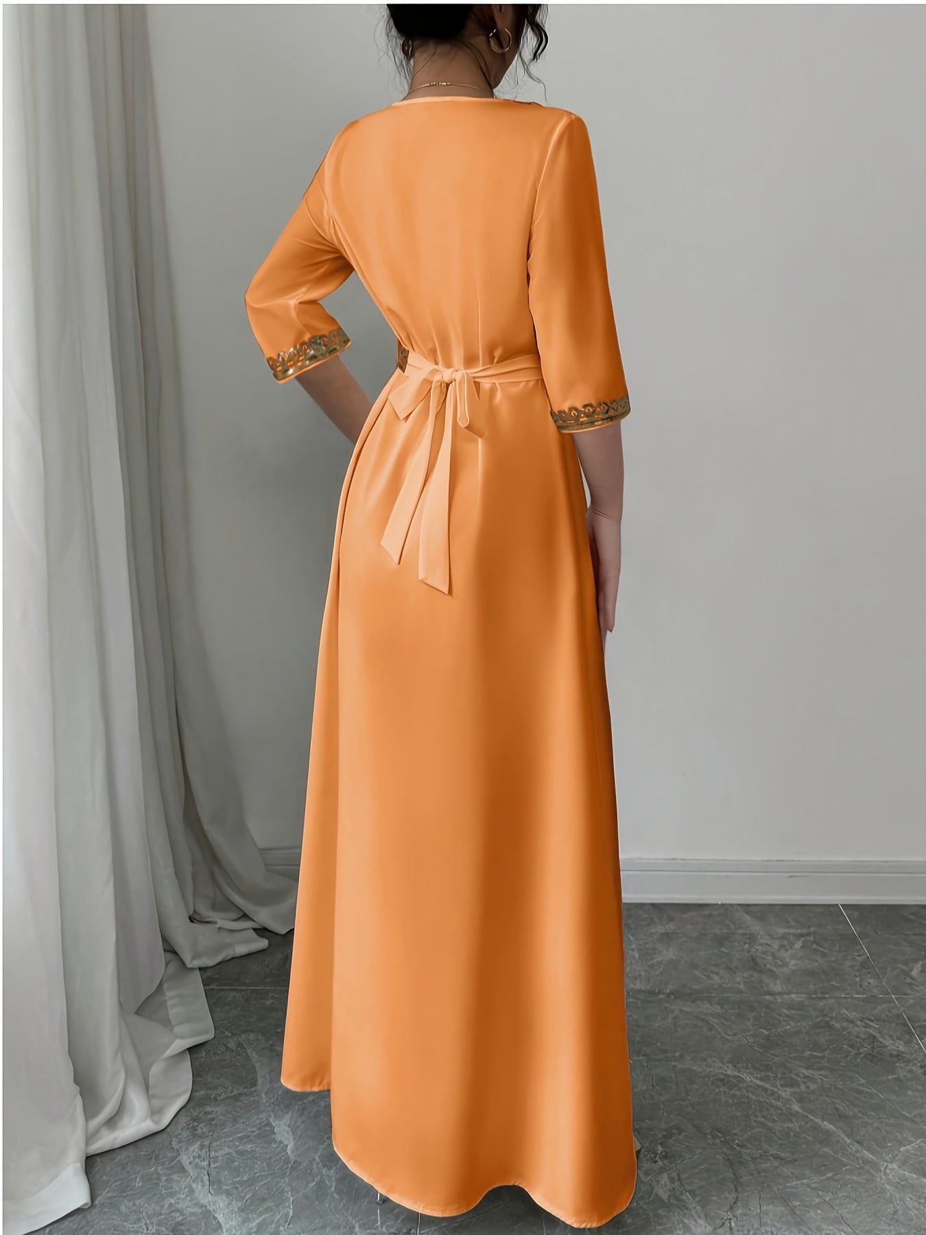 Yuhongfei Directional YY0309072 Mid-Sleeve Maxi Dress