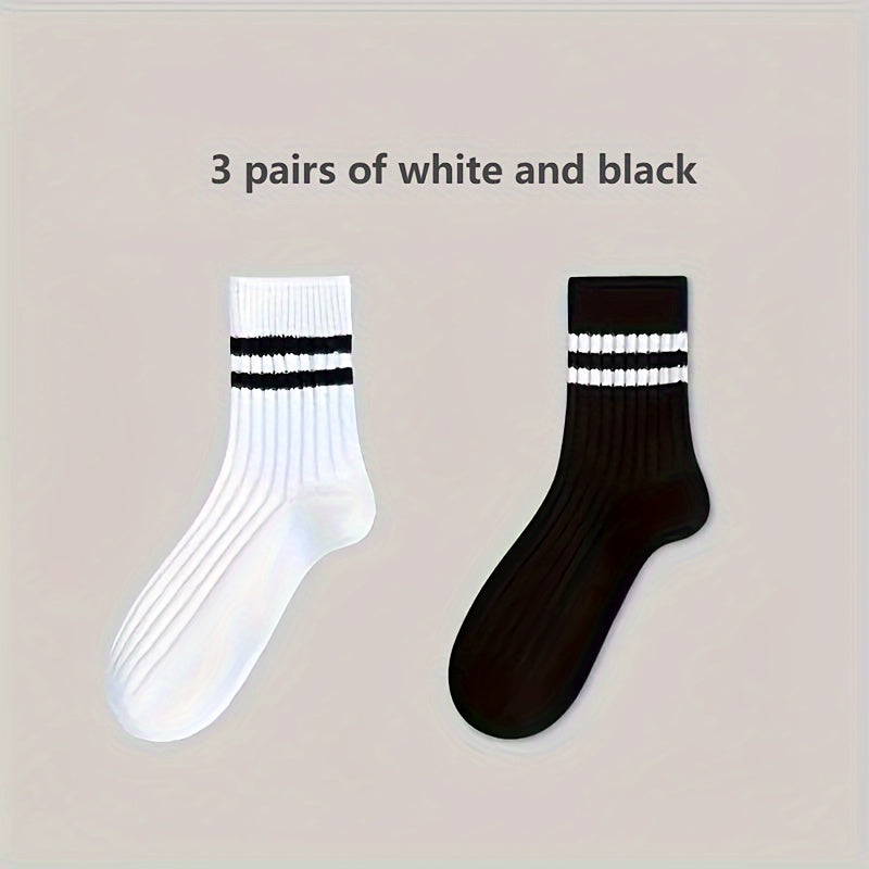 6 Pairs of Stylish Men's Crew Socks - Breathable,/MH