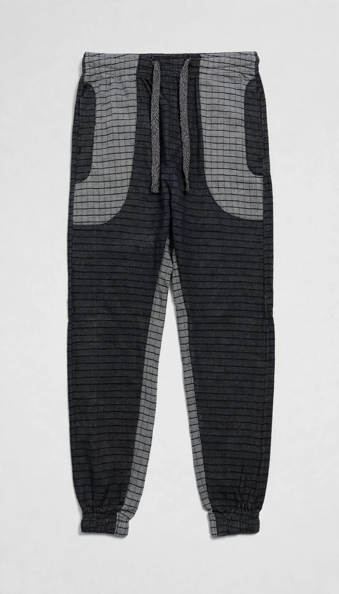 Men’s Textured Grid Panel Joggers – Slim Fit Checkered Sweatpants | 3 Colors | Sizes- S-XL | MH
