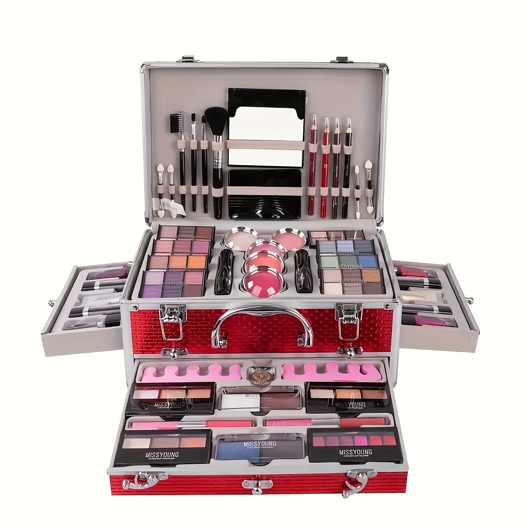 Multifunctional Makeup Set, Eyeshadow/Lipstick/Mascara/Eyeliner/Blush/Contour With Mirror & Brush All-in-one, Ideal Gift For Women