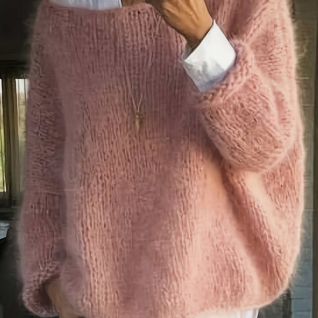 Luxurious Red Fleece Boat Neck Sweater for Women .