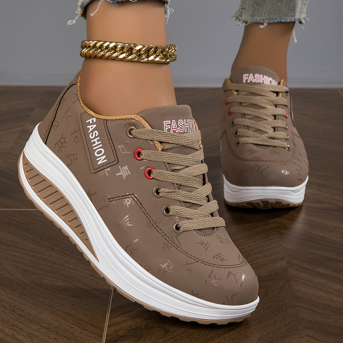 Women's Platform Sneakers, Casual Lace Up Outdoor Shoes, /MH