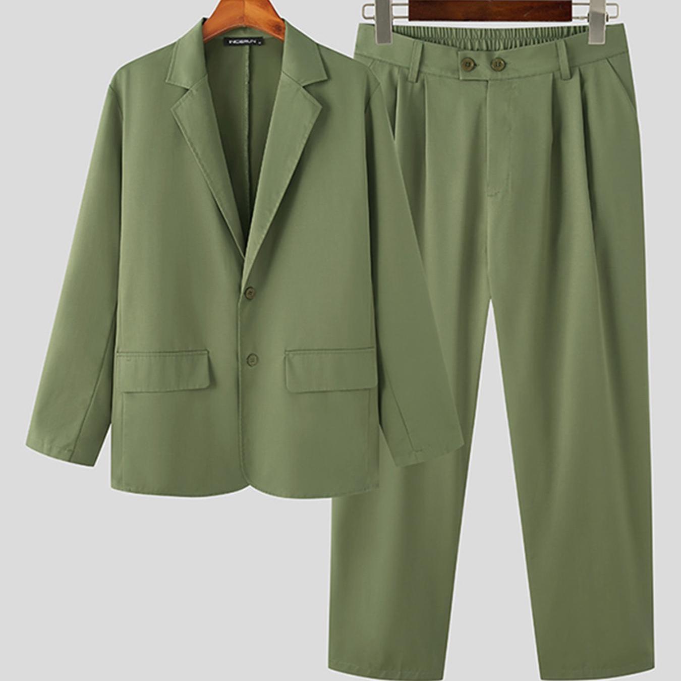 Men's 2pcs Co Ord Set Of Solid Formal Outfits,