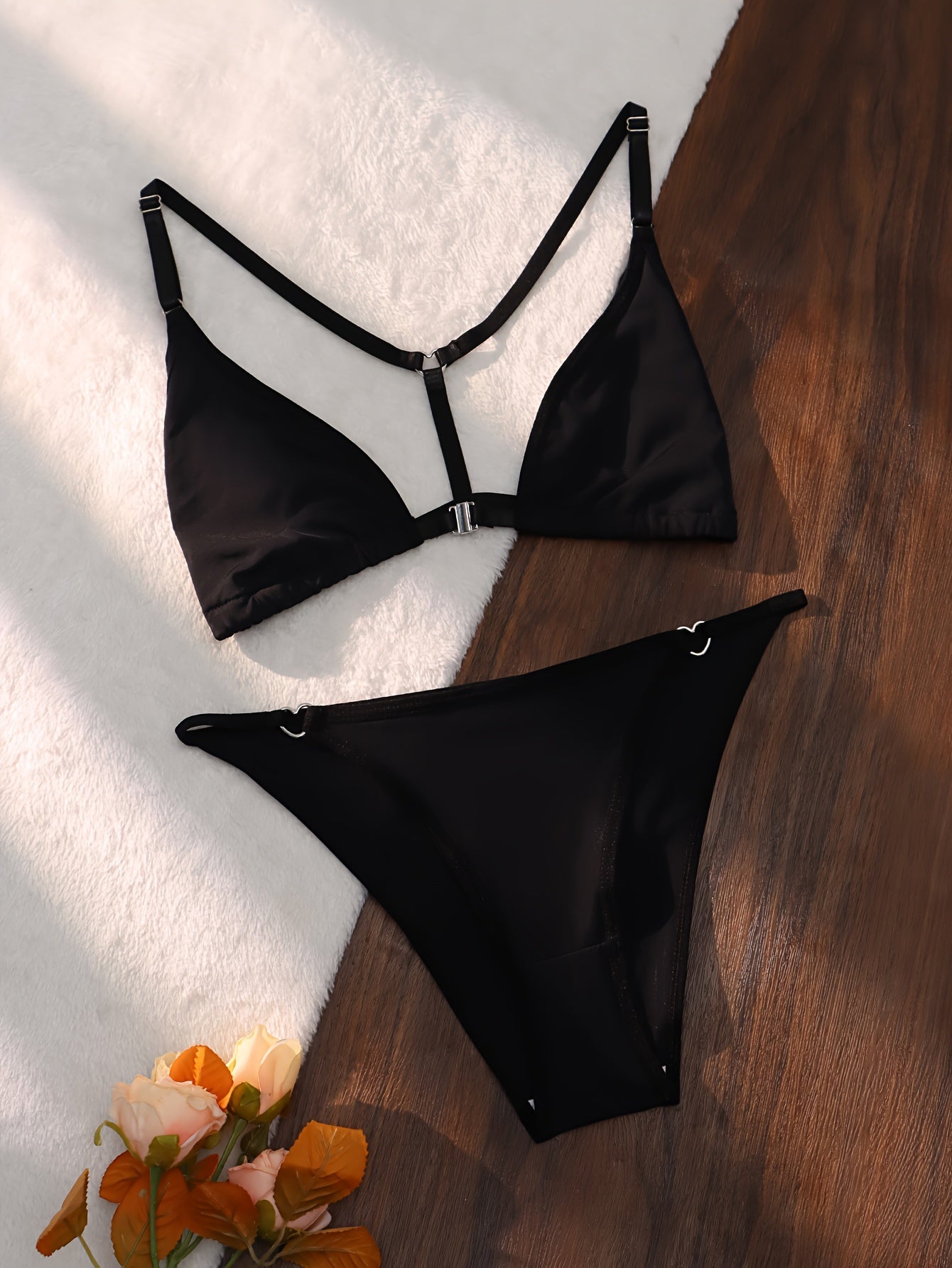 Sexy Lingerie Set, Leopard Print Front Closure Cami Bra & Panties, /MH