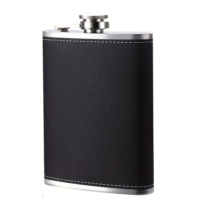 1 Set 8oz/1pc 30Z/1pc 80Z Black Leather Flask 8oz 18/8 stainless steel soft touch leather wrapped Flask Gift Set 2 cups and chimney 100% leak-proof whiskey and rum and vodka bottle body for both men and women