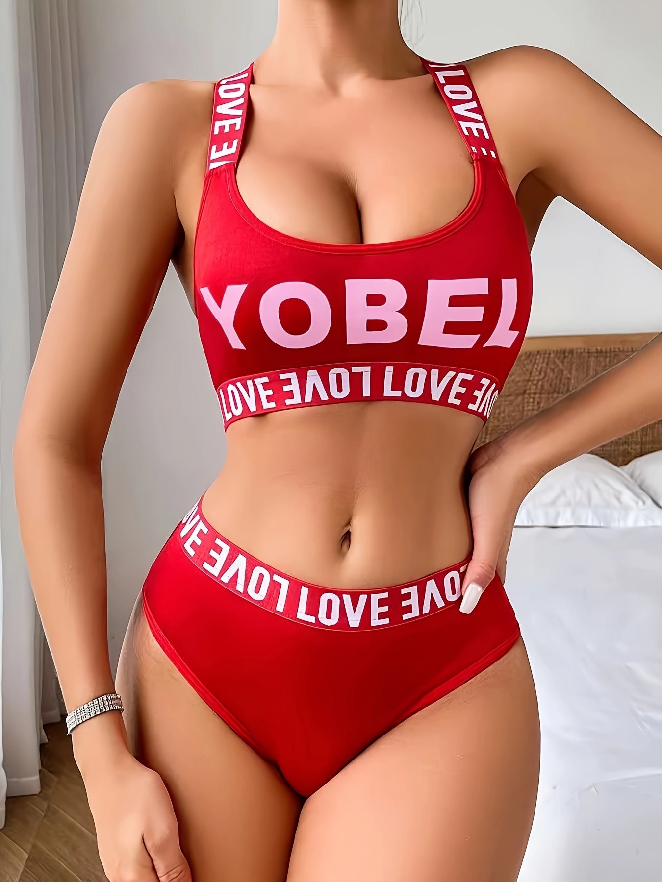 Yobel Women'S Sports Lingerie Set, Polyester Knit Fabric, Medium Support,/MH