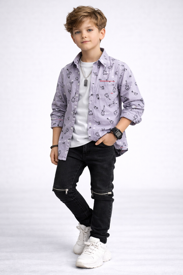 Kids Stylish Long Sleeve Shirt for Boys | Trendy Fashion Outfit UAE (3-14yrs)MH