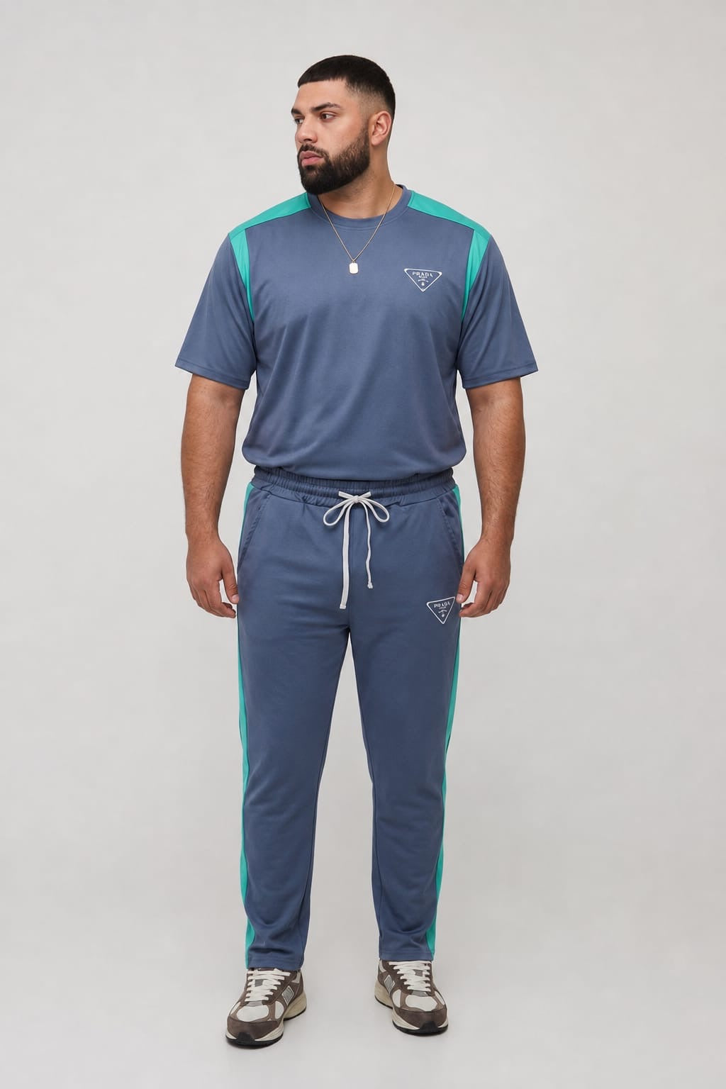Men’s Oversized Multi-Color Casual Tracksuit Set Contrast Tee + Joggers | Sizes M-XXL | MH