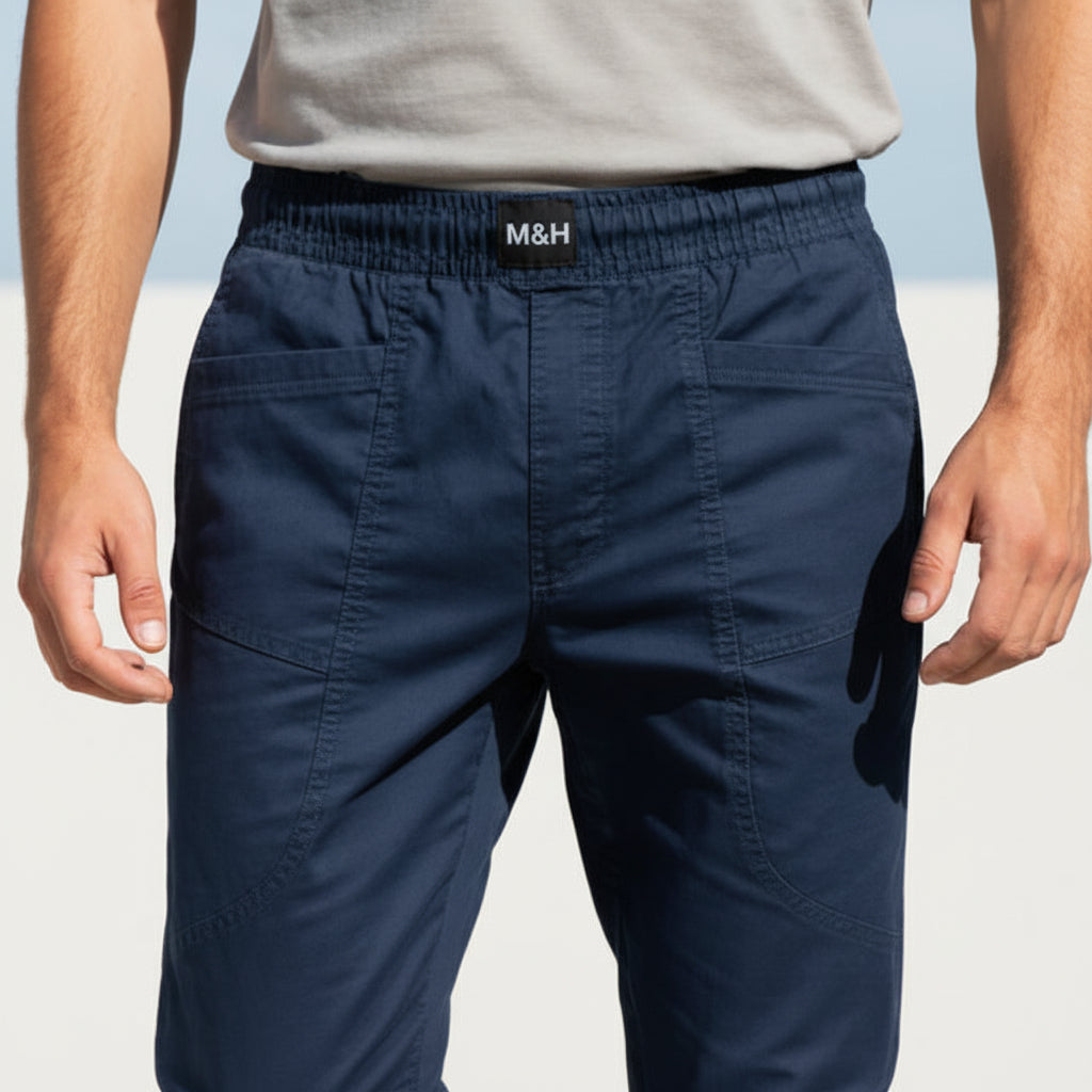 Young Men’s Navy Blue Joggers 17-24 Years | Casual Cotton Pants with Elastic Waist & Cuffs | MH
