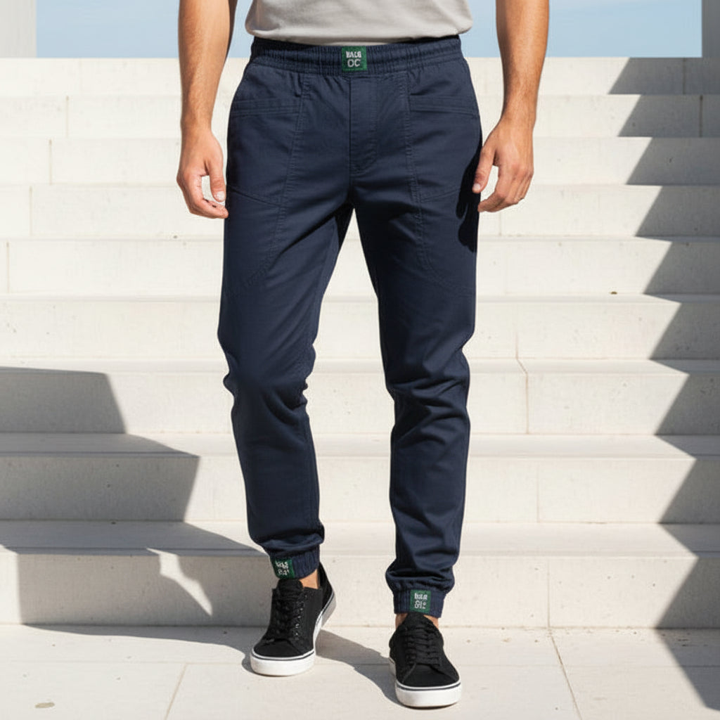 Young Men’s Navy Blue Joggers 17-24 Years | Casual Cotton Pants with Elastic Waist & Cuffs | MH