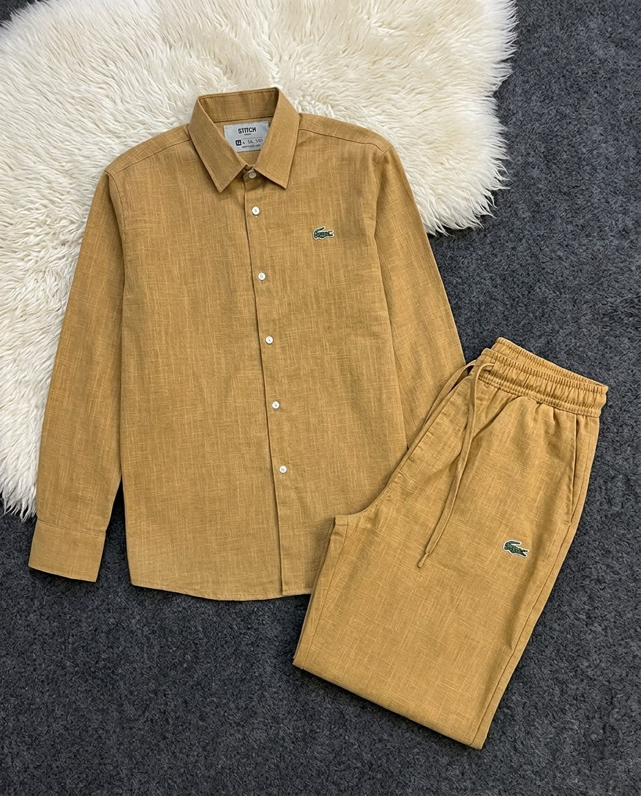 Men’s Premium Rich Linen Co-ord Set | Full Sleeve Shirt & Wide Leg Trouser | Luxury Seeta Set | M–XXL