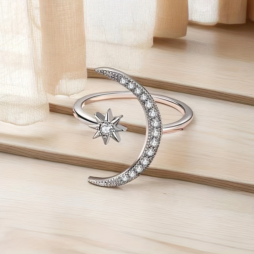 A Minimalist Women'S Ring Made of Zinc Alloy in a Crescent Shape, Gift for Eid, Ramadan