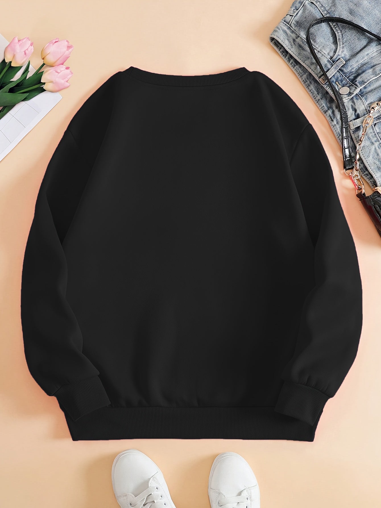 Women'S Long Sleeve Sweatshirt - Soft Pullover Sweater with Brown Heart Pattern,