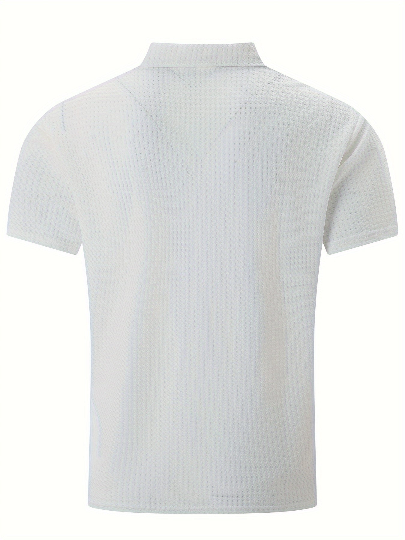 Men's Solid Color Quarter Zip Golf Shirt, Breathable Short Sleeve .