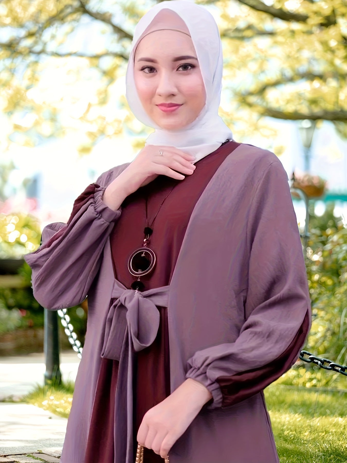Color Block Tie Front Kaftan Dress, women fashion'/MH