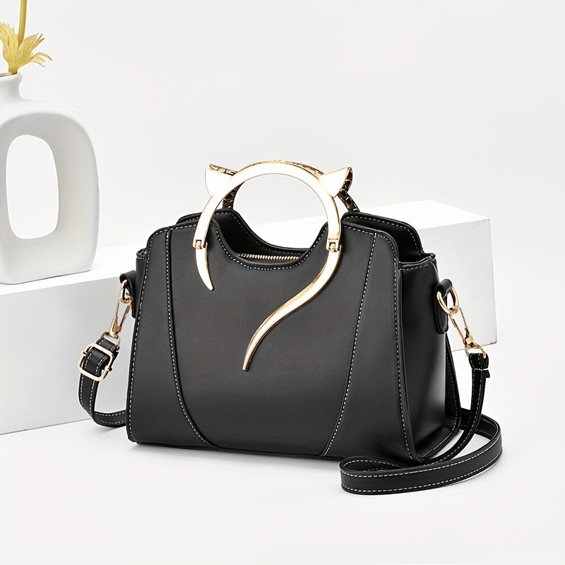 Whimsical Cat Ear Tote Satchel Bag .