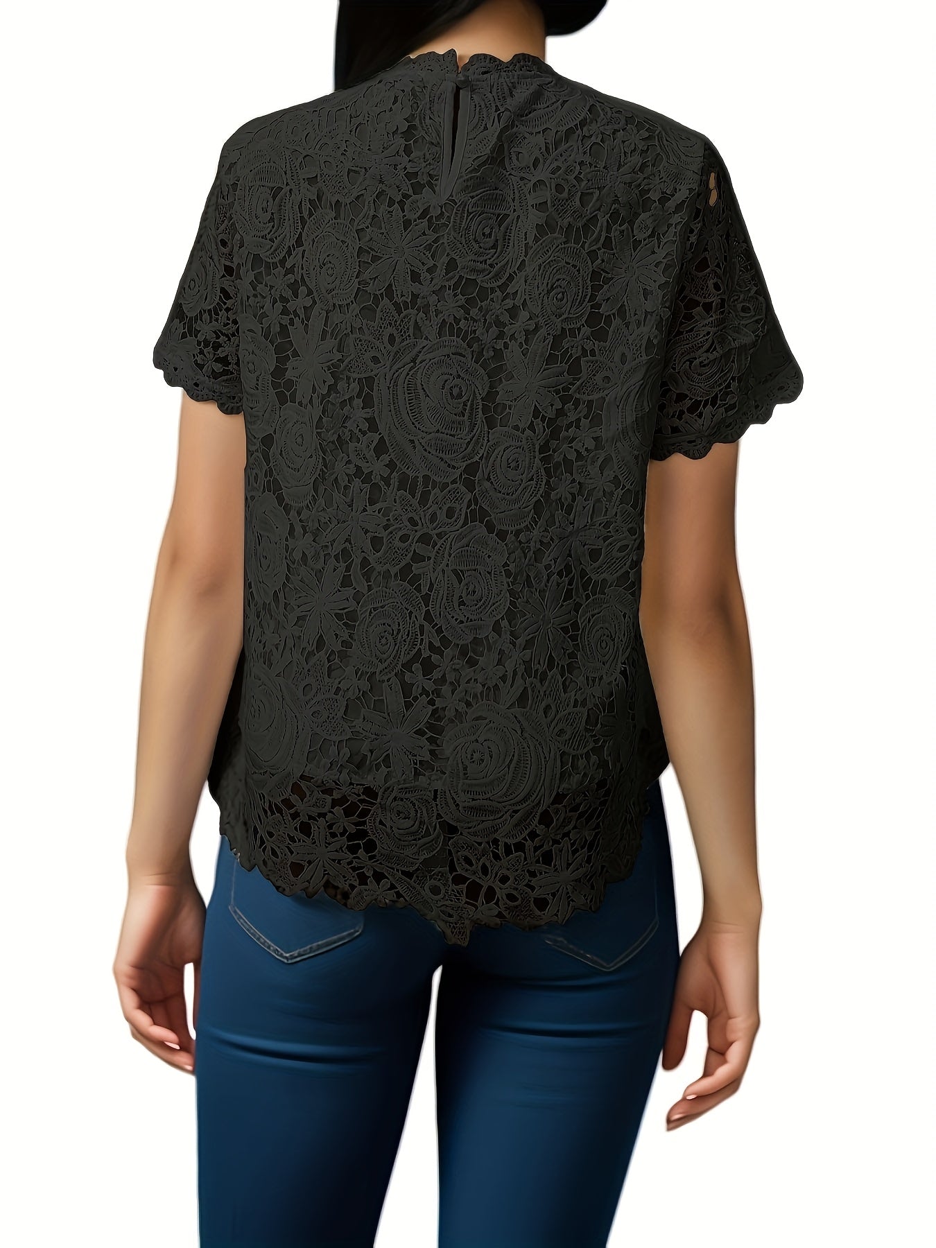 [Elegant Blouse] Elegant Green Lace Plus Size Blouse for Women |