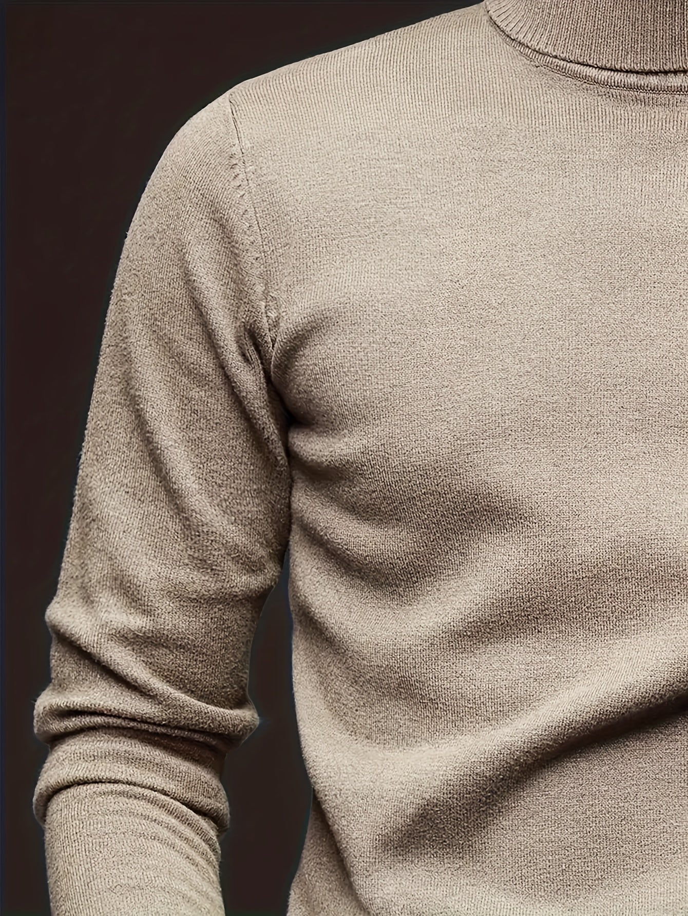 Men's Casual Solid Color Turtleneck Sweater .