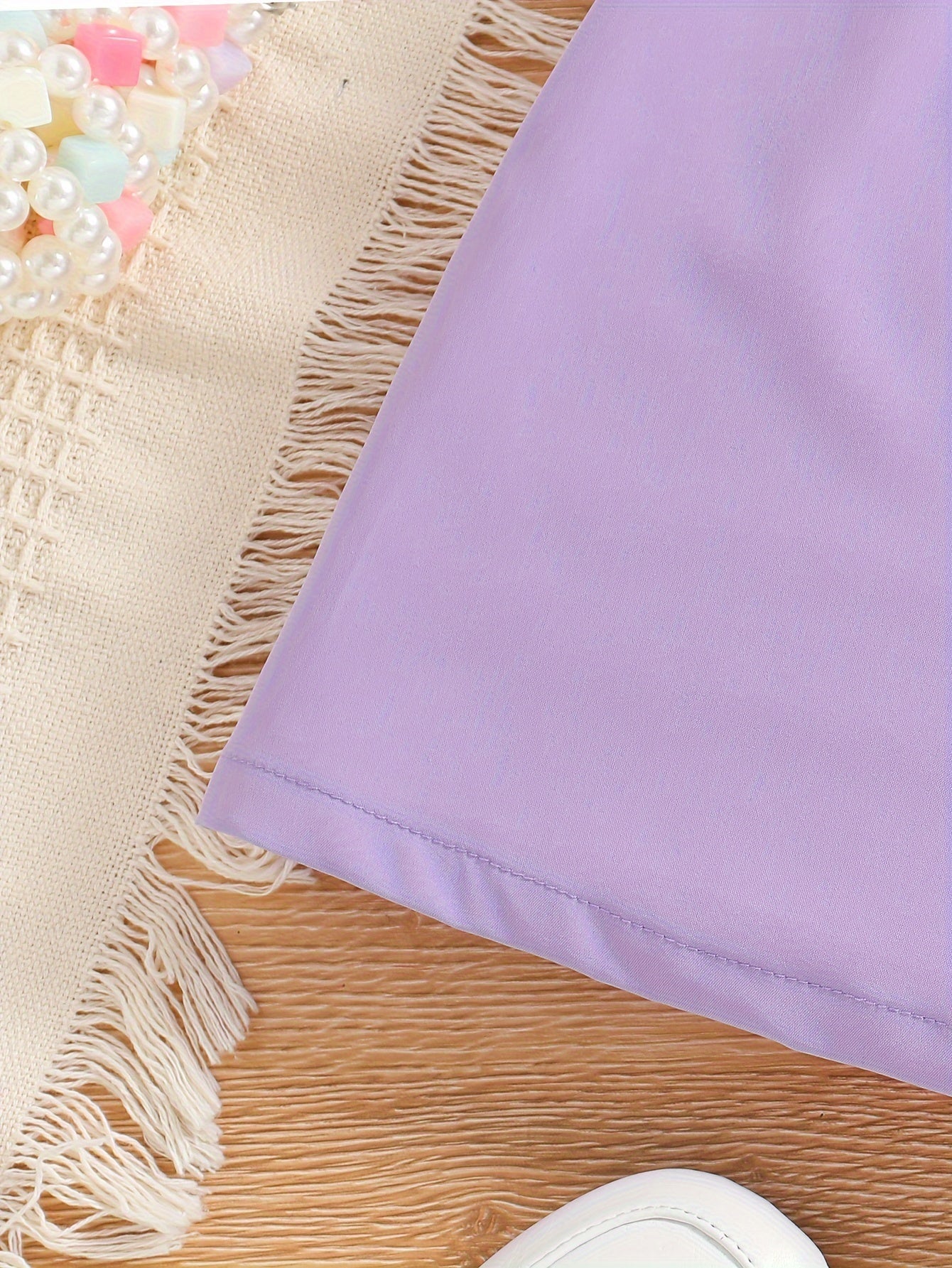 2pcs Girls Fashion Solid Non Stretch Puff Sleeve Double Button Blazer.