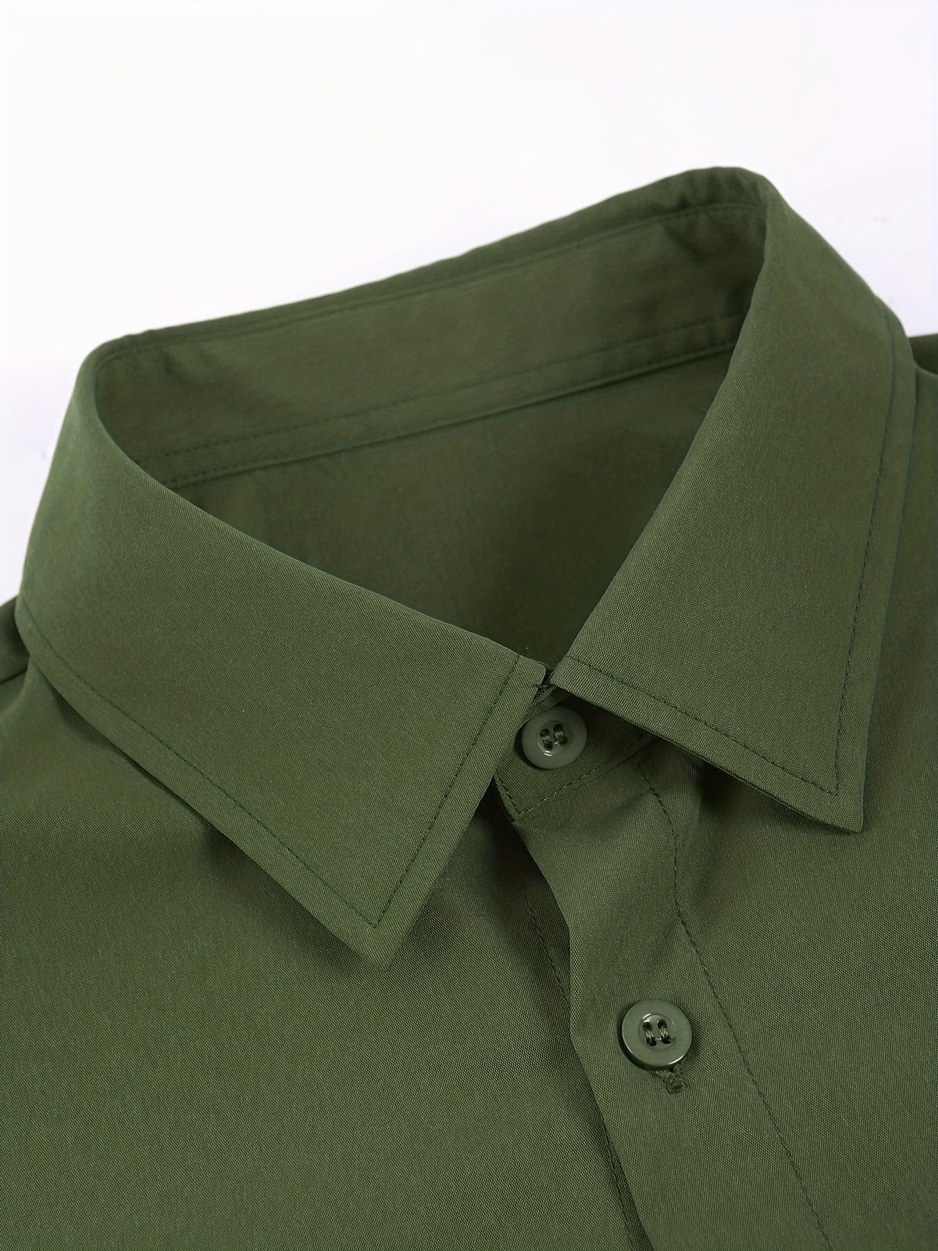 2pcs Plus Size Lapel Mens Solid Color Button Down Shirts, Top Blouse Shirts, Short Sleeve, Button Down Dress Shirts