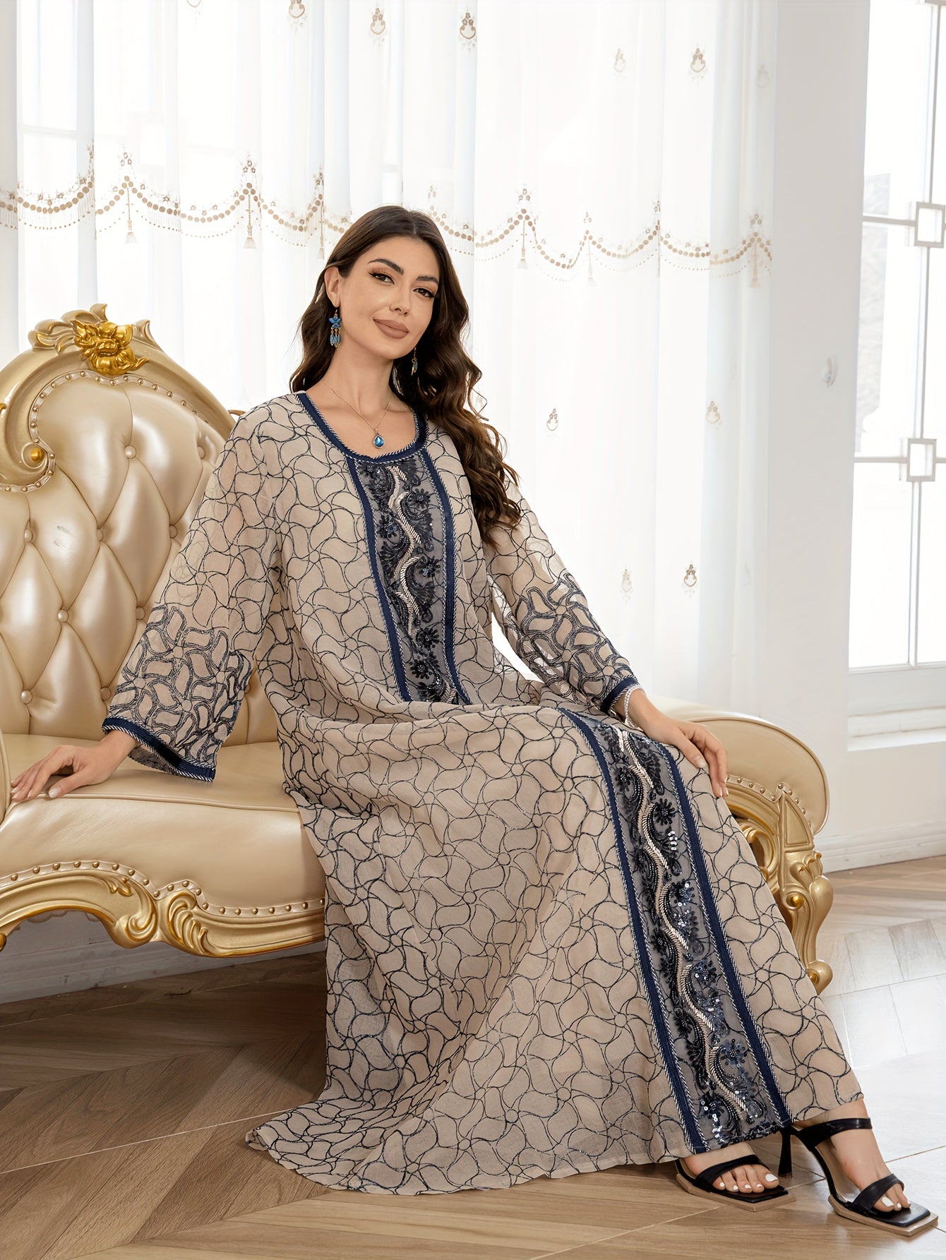 Elegant Middle Eastern Style Jalabiya Dress for Women -./MH