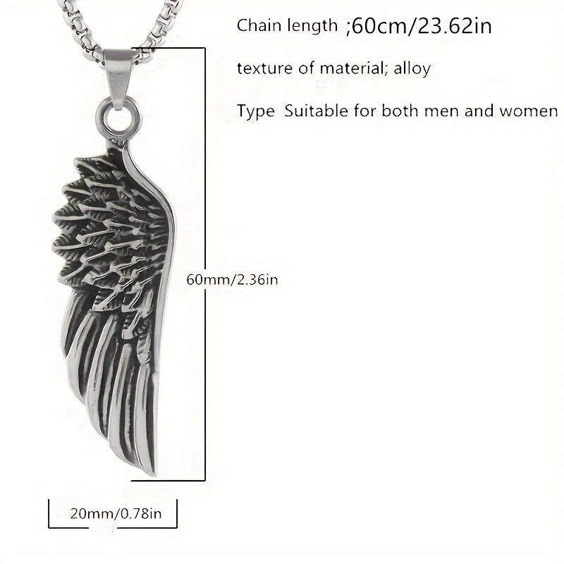 1pc Classic Feather Pendant Necklace, Retro Gift For Men