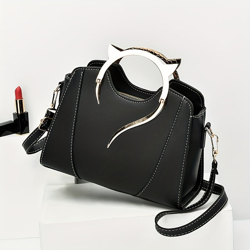 Whimsical Cat Ear Tote Satchel Bag .