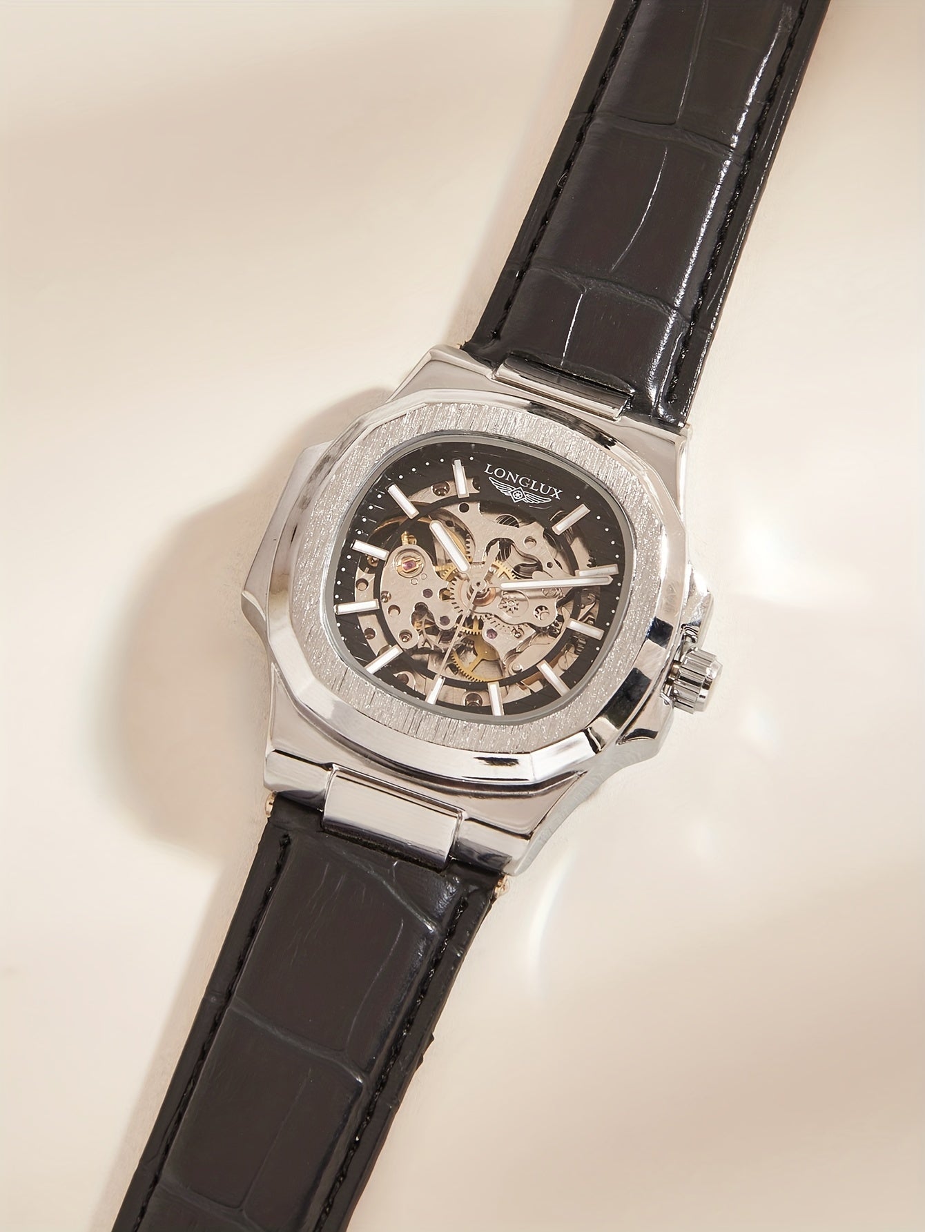 Men's Waterproof Mechanical Watch, Square Dial Business Mineral Glass Mirror Waterproof Wrist Watch, Christmas, Valentine's Day Gift