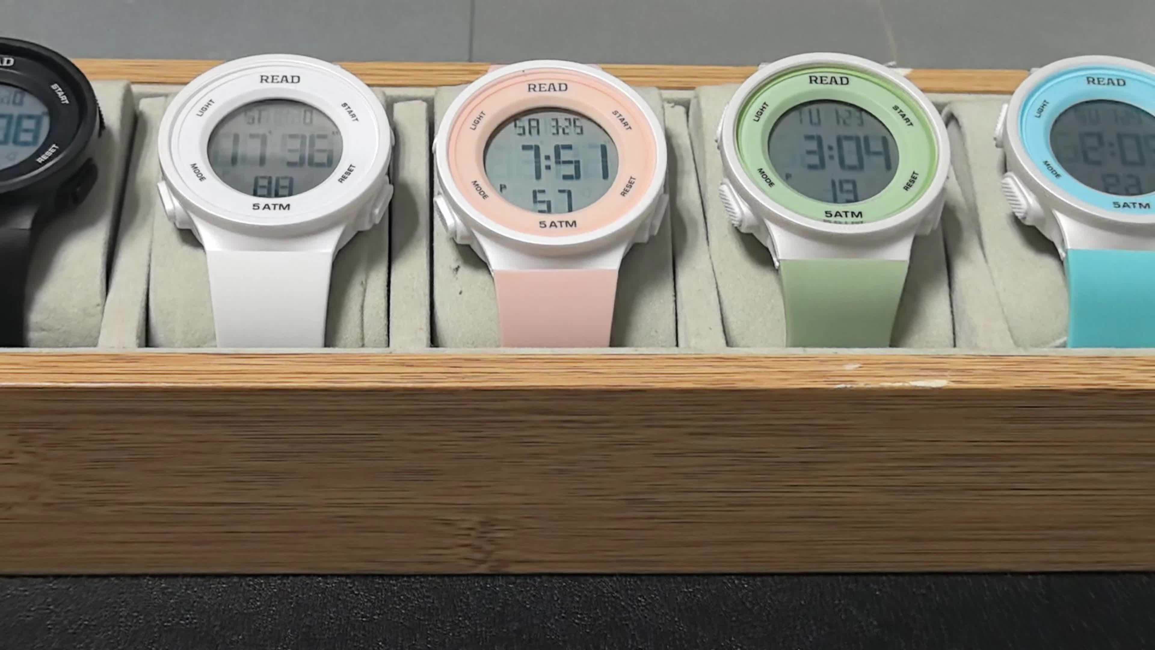 Cute Round Digital Watch, Stainless Steel Strap, Chronograph.