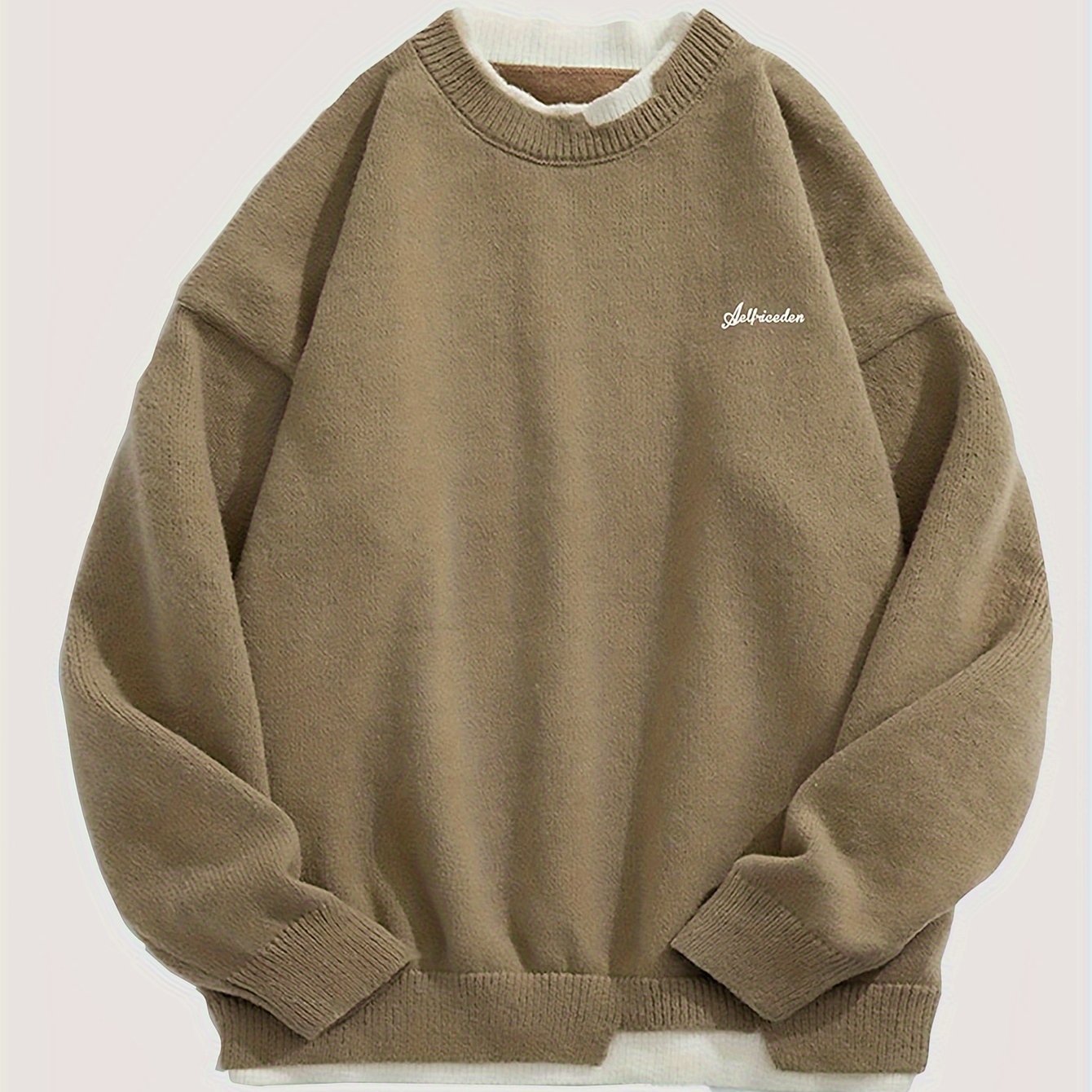 Two Knitted Sweater, Men's Casual Warm Mid Stretch Crew .