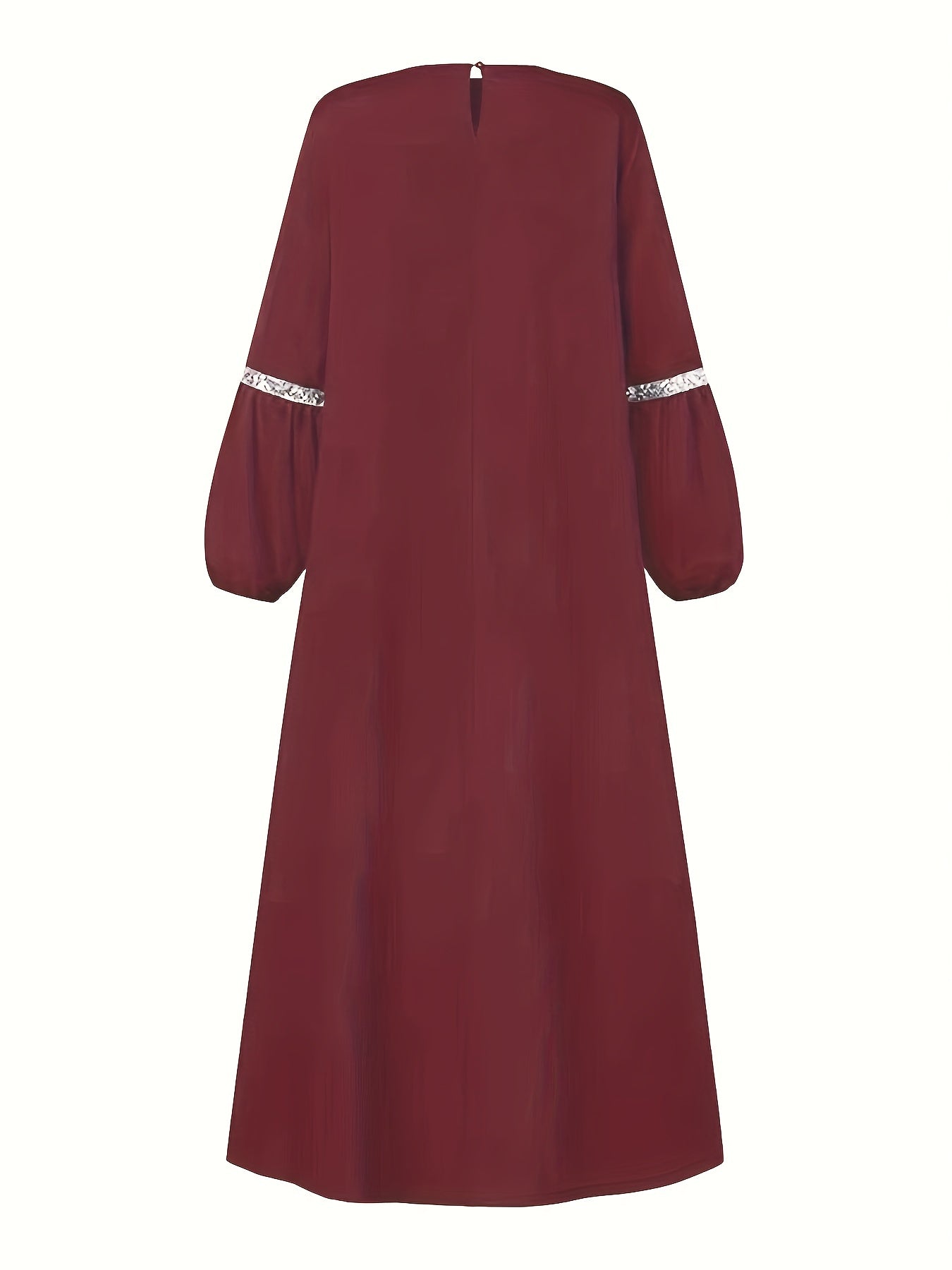Crew Neck Lantern Sleeve Kaftan Dress, /MH