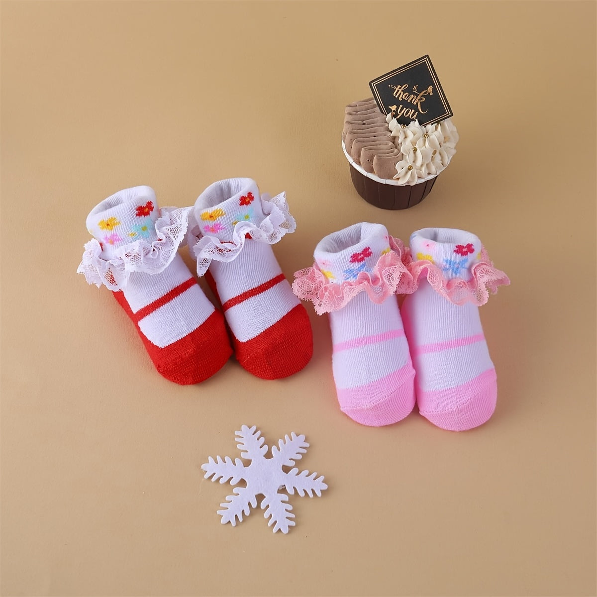 6 Pairs Baby Girls Socks, Multicolor Ruffle Lace Toddler Socks,/MH