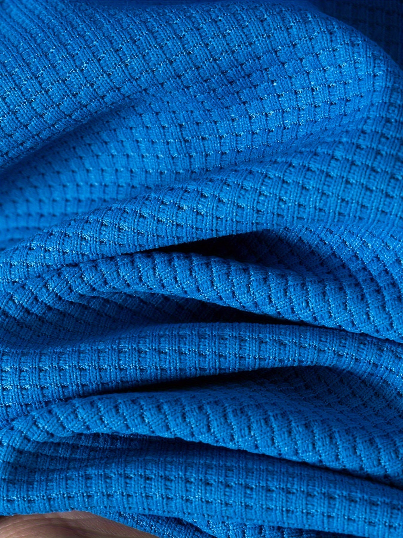 Men's Solid Waffle Stand Collar Short Sleeve Golf Shirts,