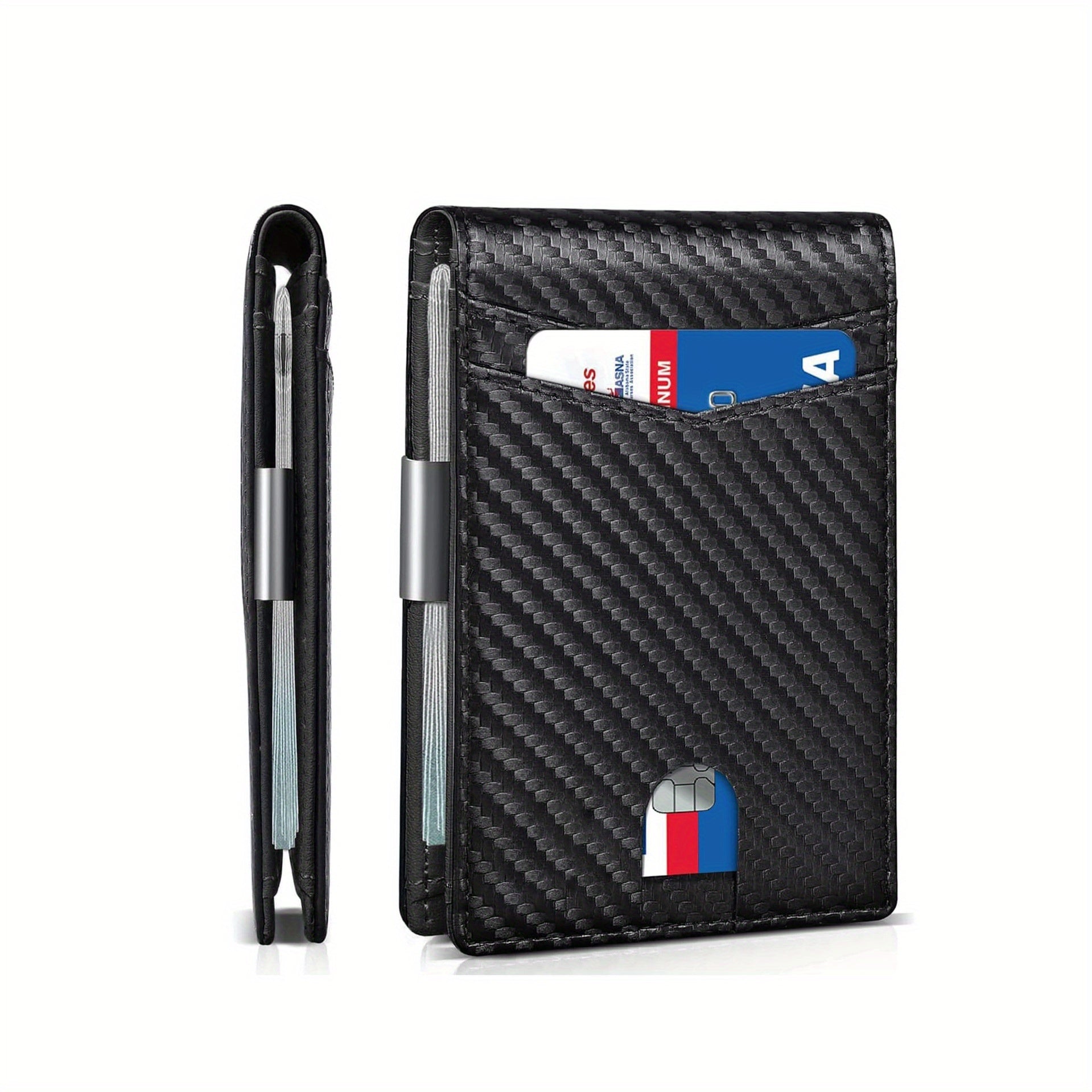 1pc Men's 10 Card Slots Holder, Slim Wallet With Money Clip, RFID Blocking Bifold Minimalist Credit Card Holder For Men, Ideal Gift For Men