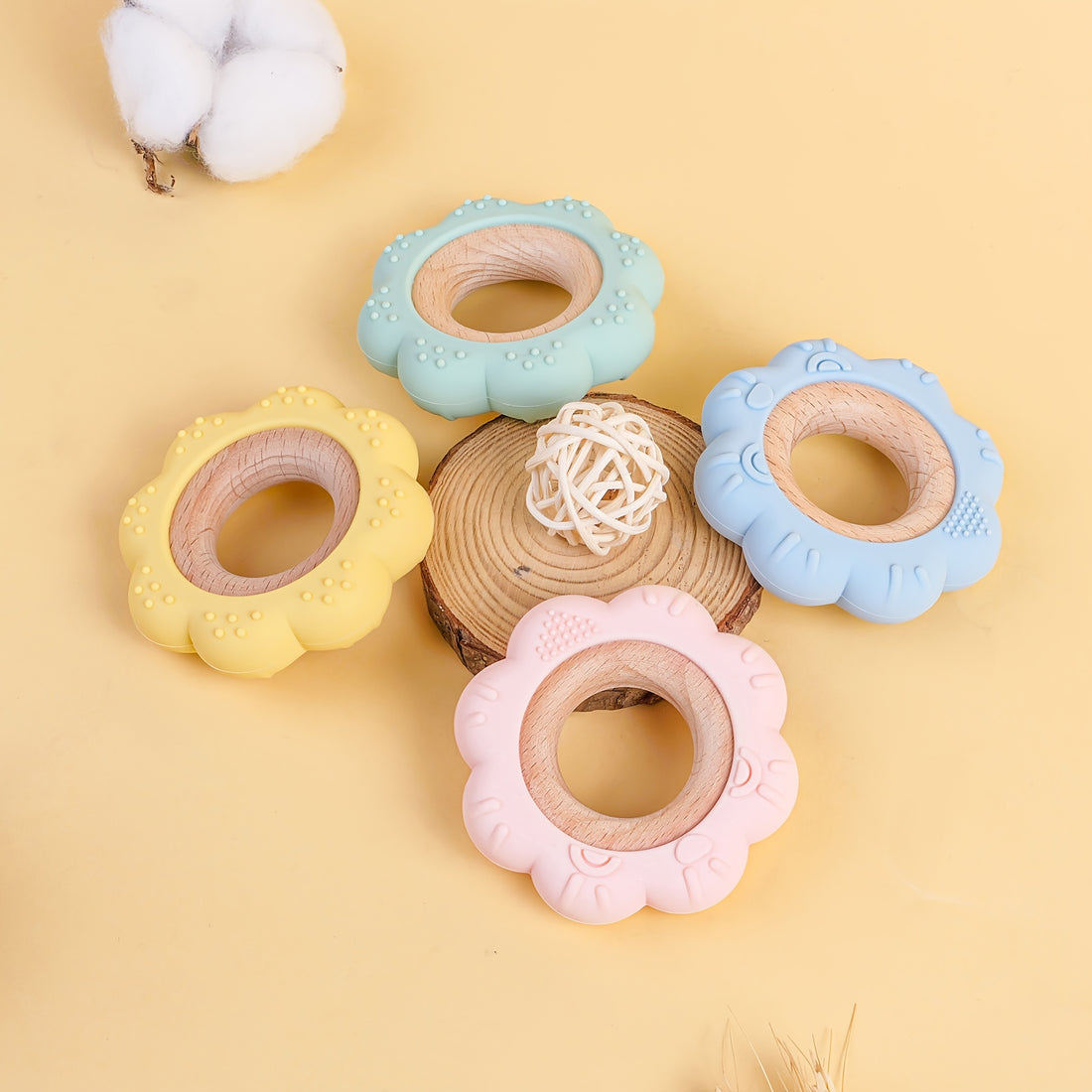 Silicone Teether, BPA Free, Lightweight, Soft And Textured Teething Ring, Christmas Halloween Thanksgiving Easter Gift