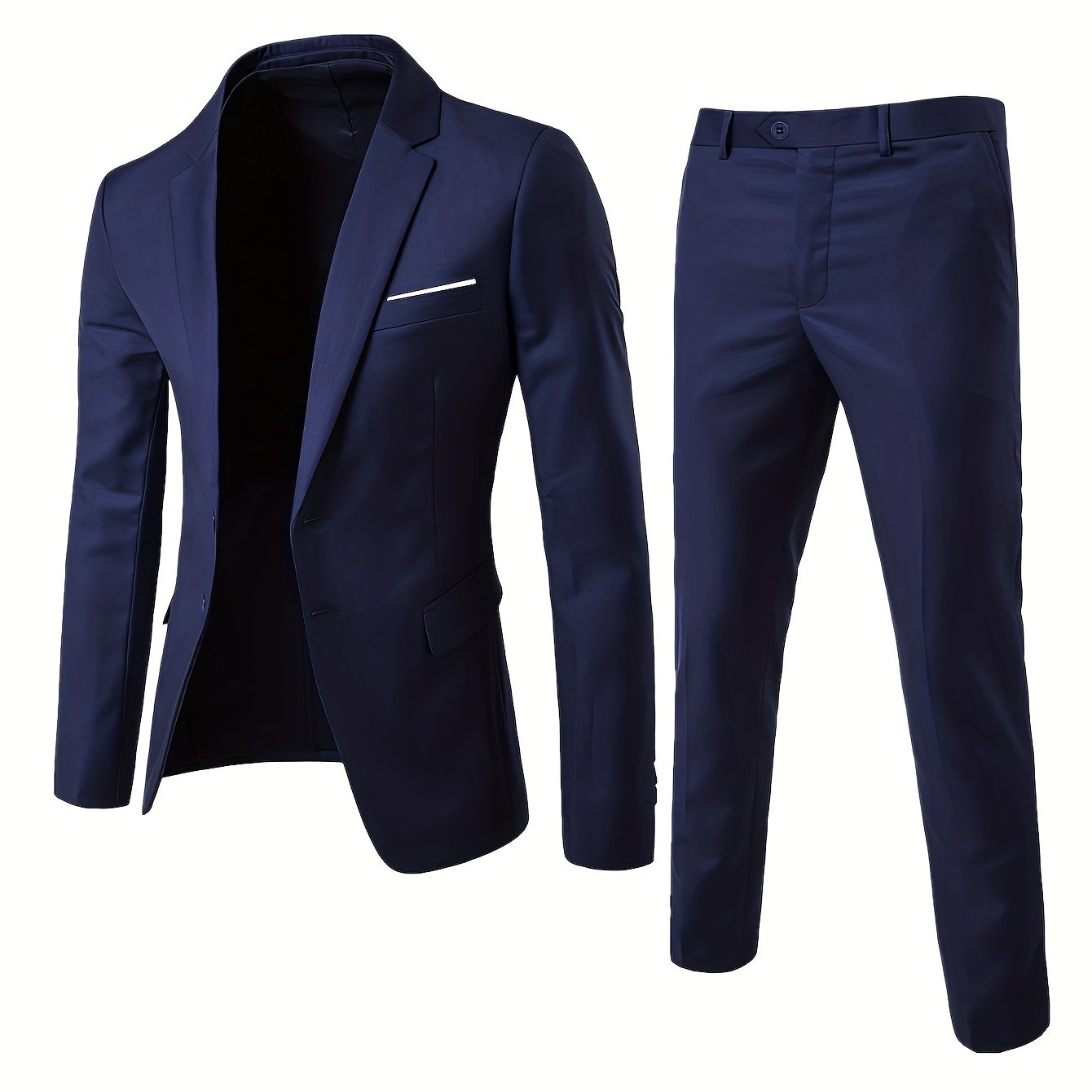 2-pack Set Of Men's Solid Color Business Outfits,