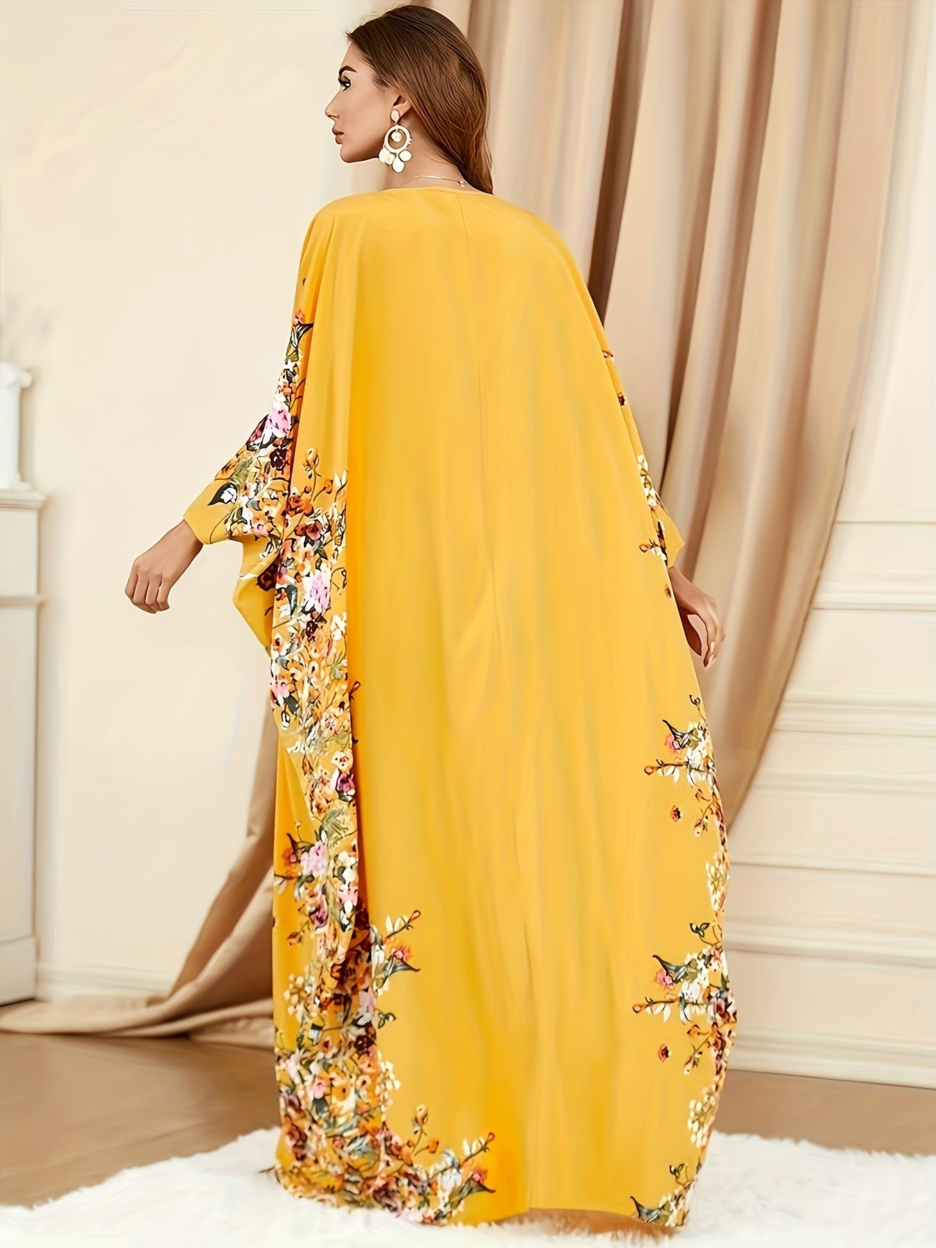 Polyester Kaftan Dress Floral Print Polyester Women's fashion 'MH