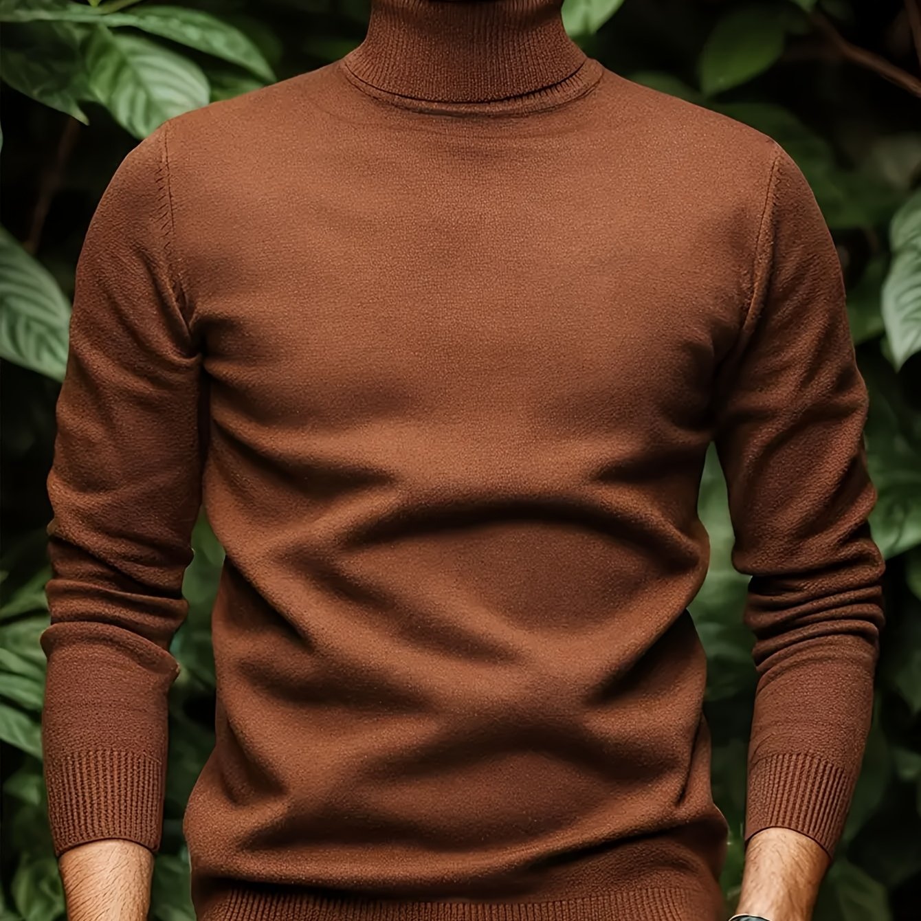 Men's Casual Solid Color Turtleneck Sweater .
