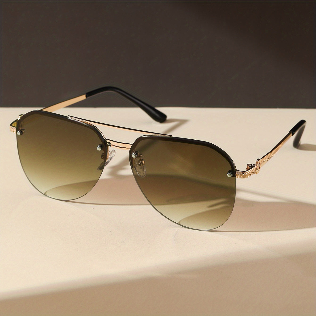 Fashion Glasses For Women Men Gradient Rimless Metal Shades .