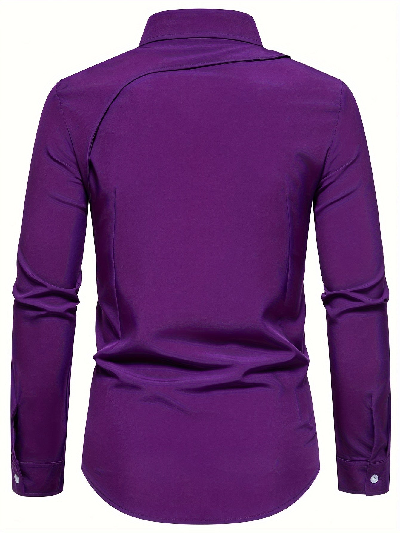 Men's Casual Dress Shirts Skinny Fit Solid Color Long Sleeve .