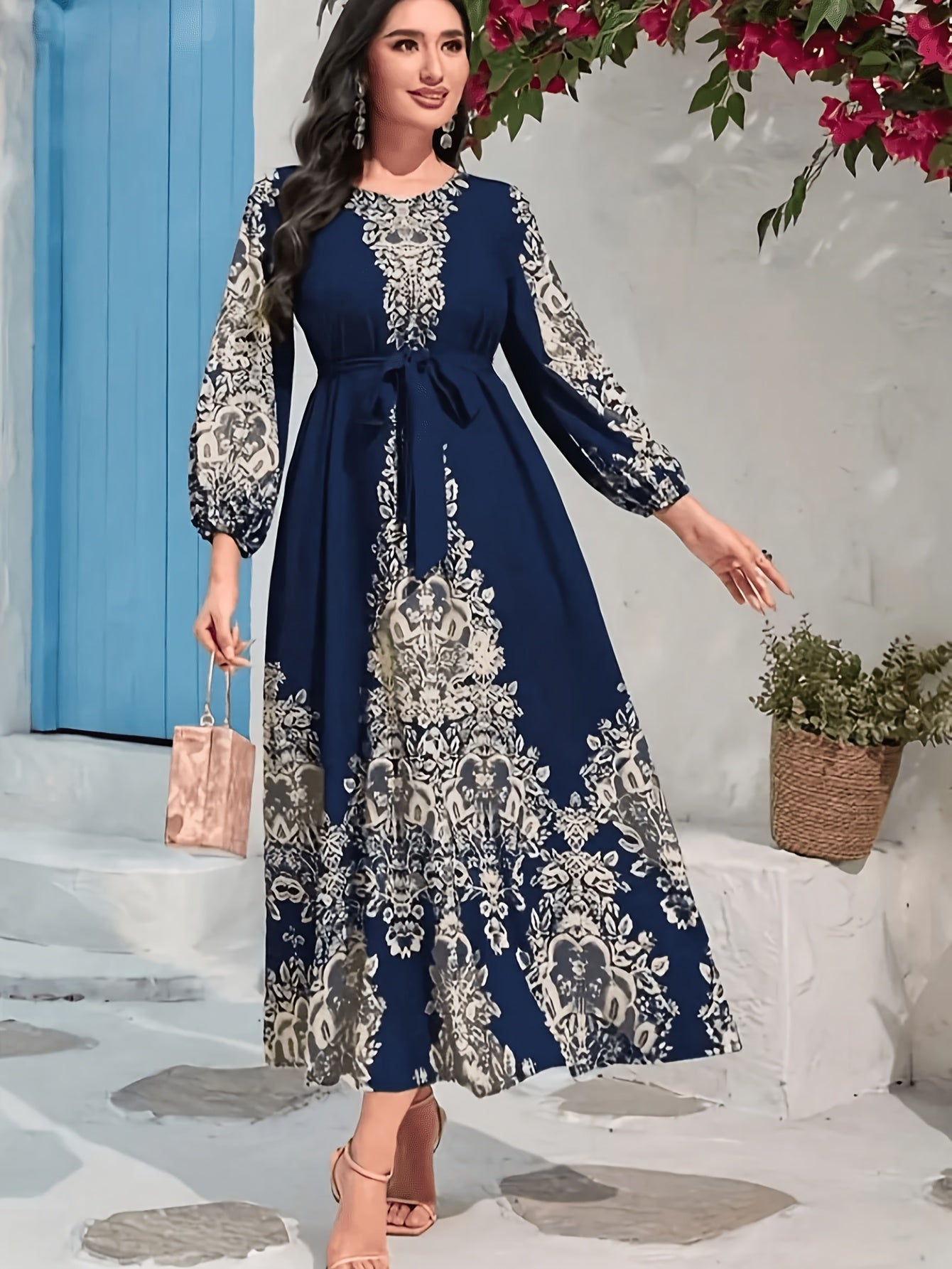 Plus Size Women's Elegant Turkish Kaftan Dress -/MH