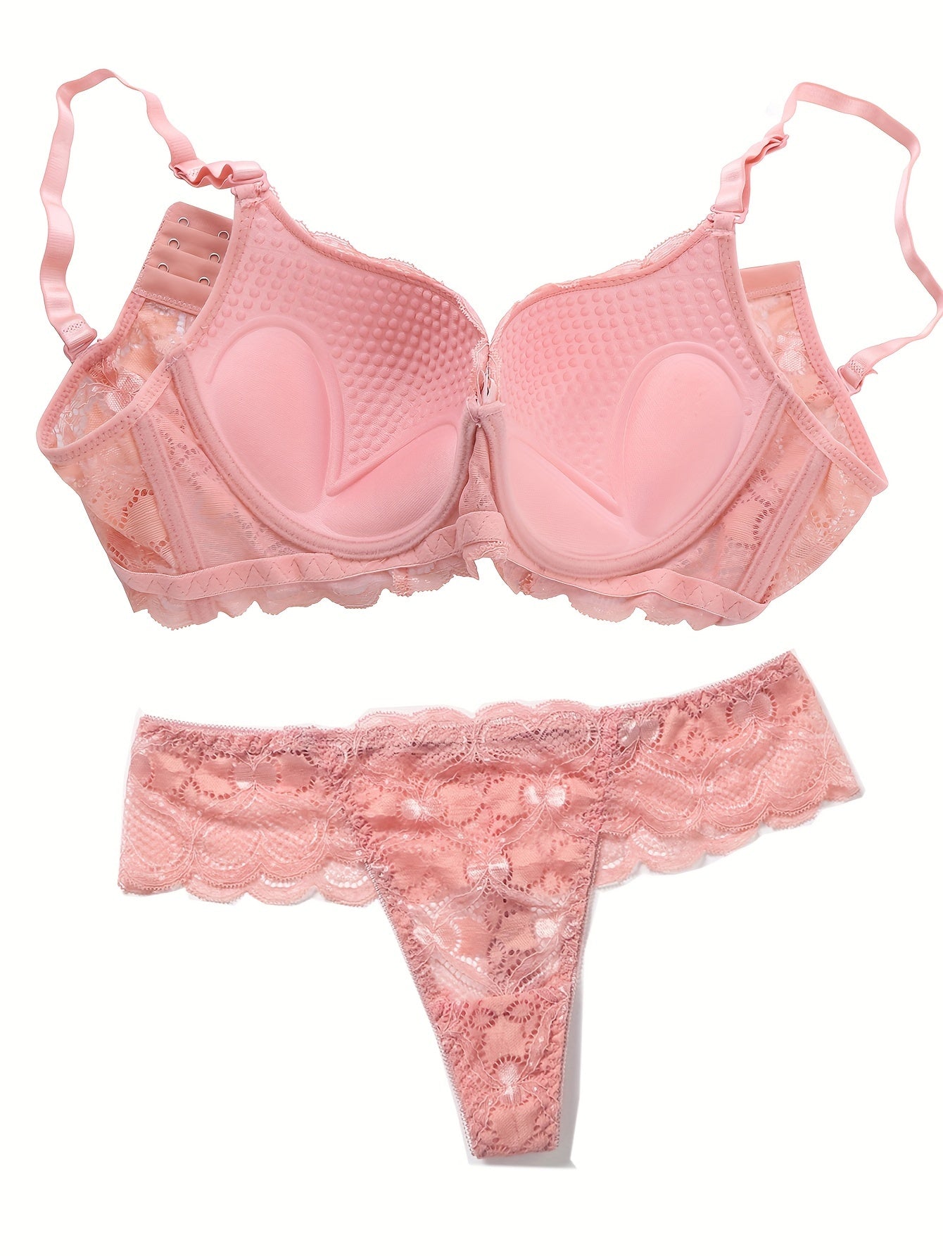 Solid Color Burgundy Red Lace Bra & Panty, Spaghetti Strap Elegant Bra '/MH