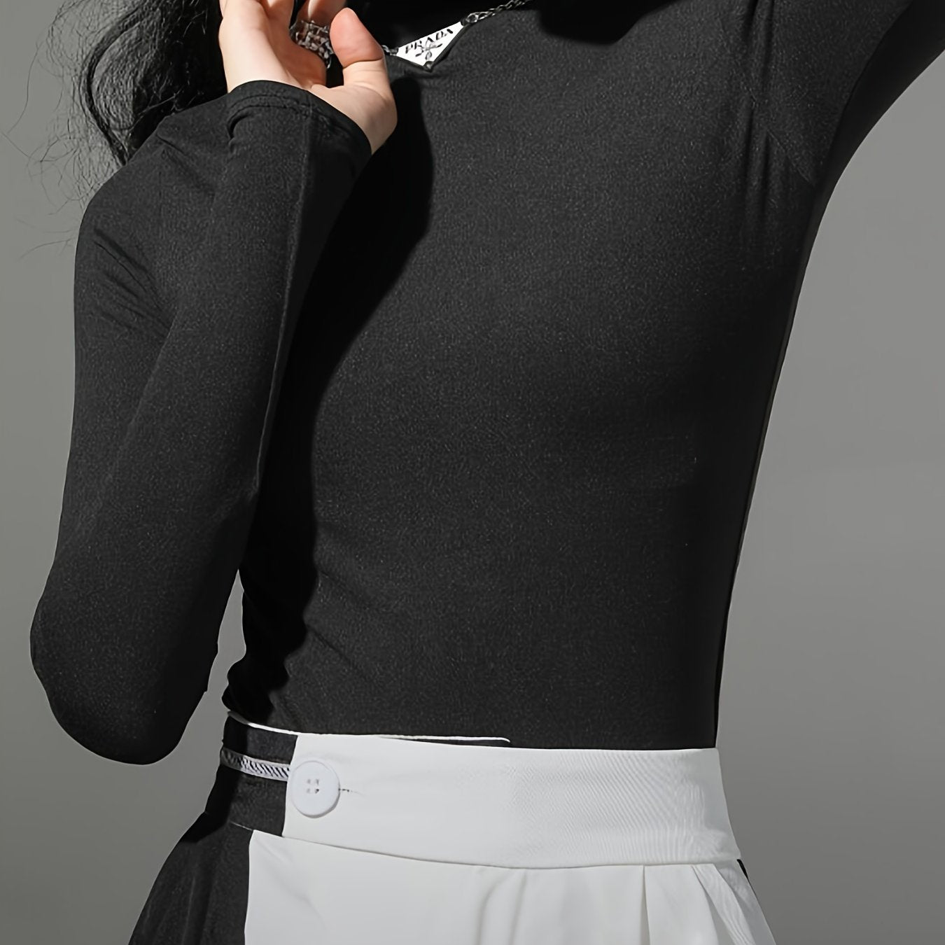 Women's High Neck Long Sleeve Turtleneck Top .